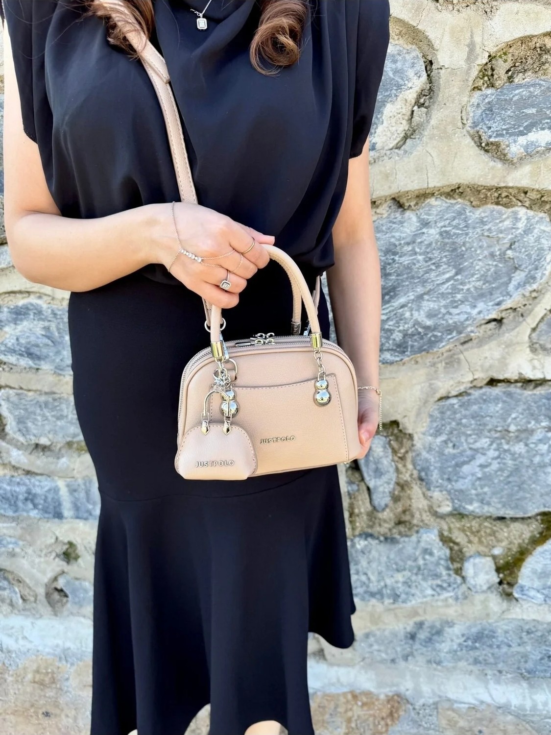 Just Polo Kadın Yeni Sezon Mini Cüzdan Aksesuarlı Askılı Şık El ve Omuz Çantası Ebat : En 19 Boy 14 cm görsel 5