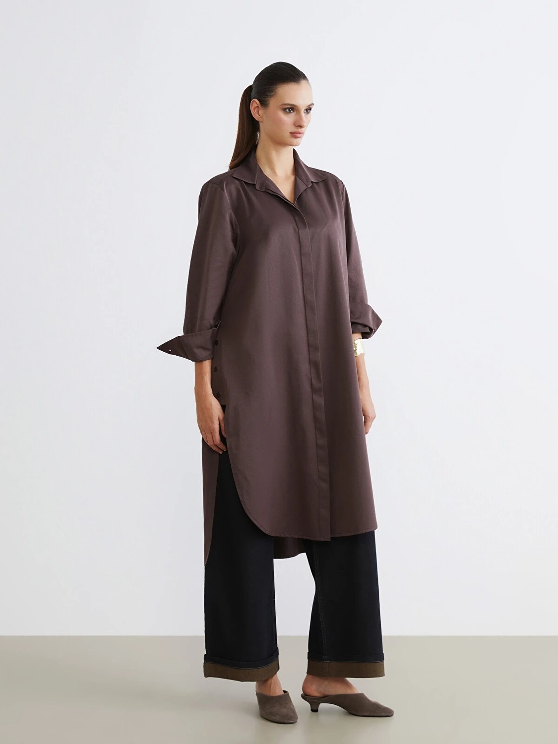 LC Waikiki Yeni Sezon Loose Fit Kadın Gömlek Tunik görsel 2