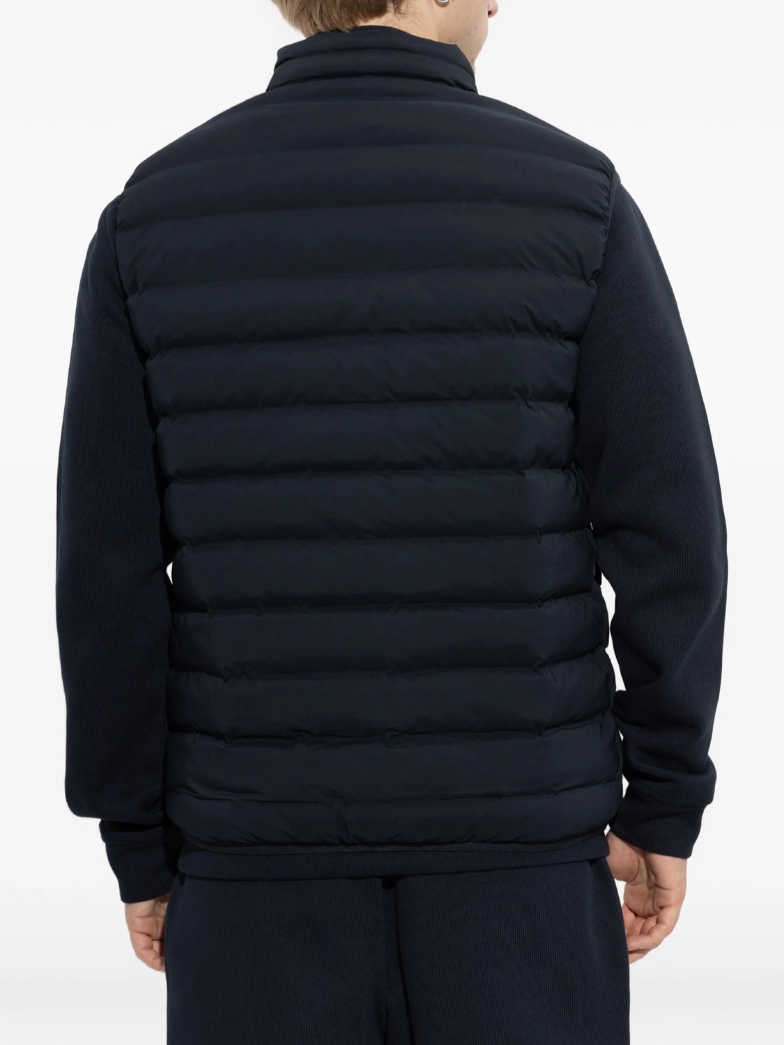 EA7 Erkek Pamuklu Regular Fit Kapitoneli Kapüşonlu Fermuarlı Lacivert Yelek 7M002381 AF15953-UB102 görsel 3