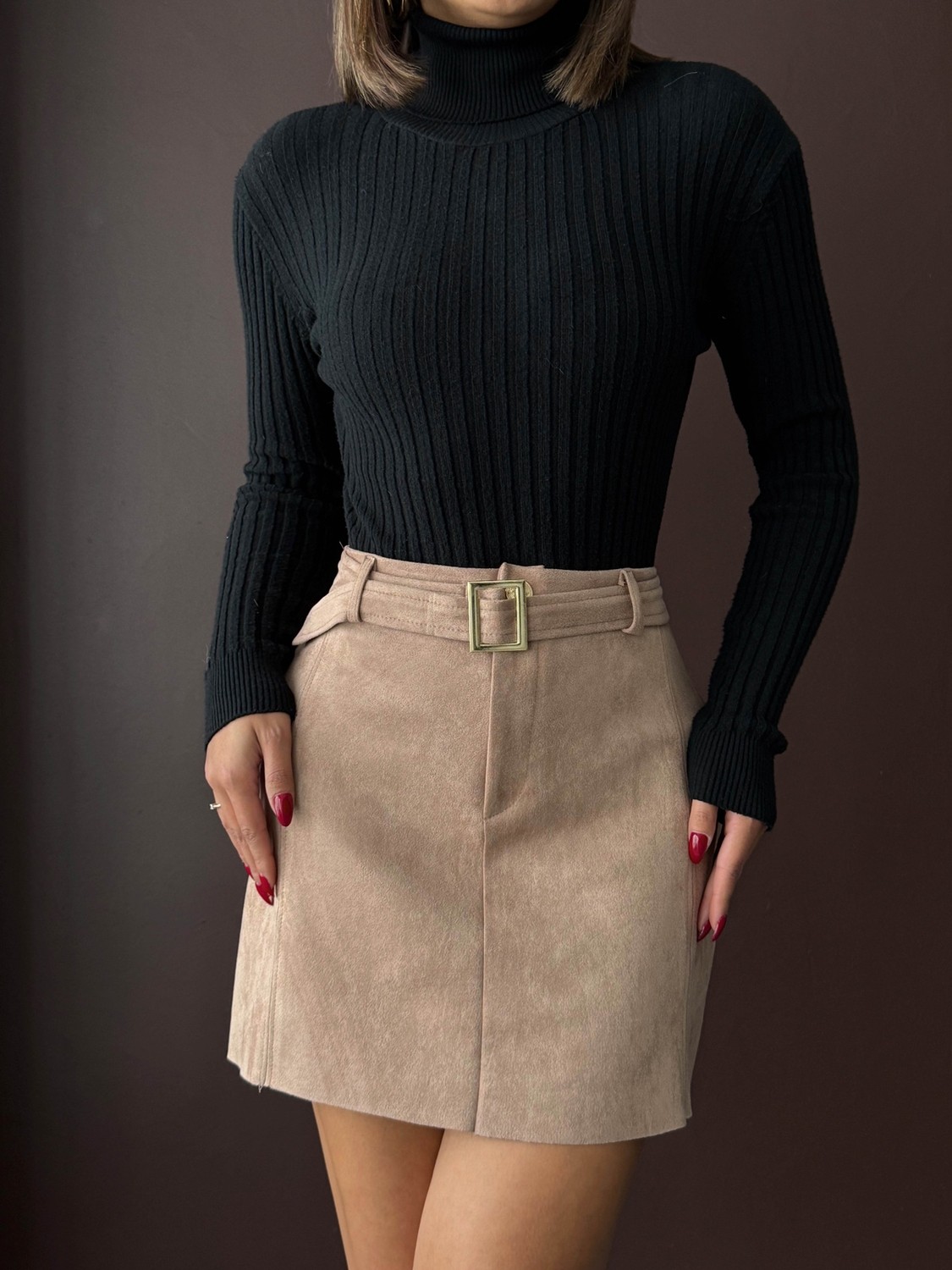Very Moda Kemerli Etek | F1801 görsel 4