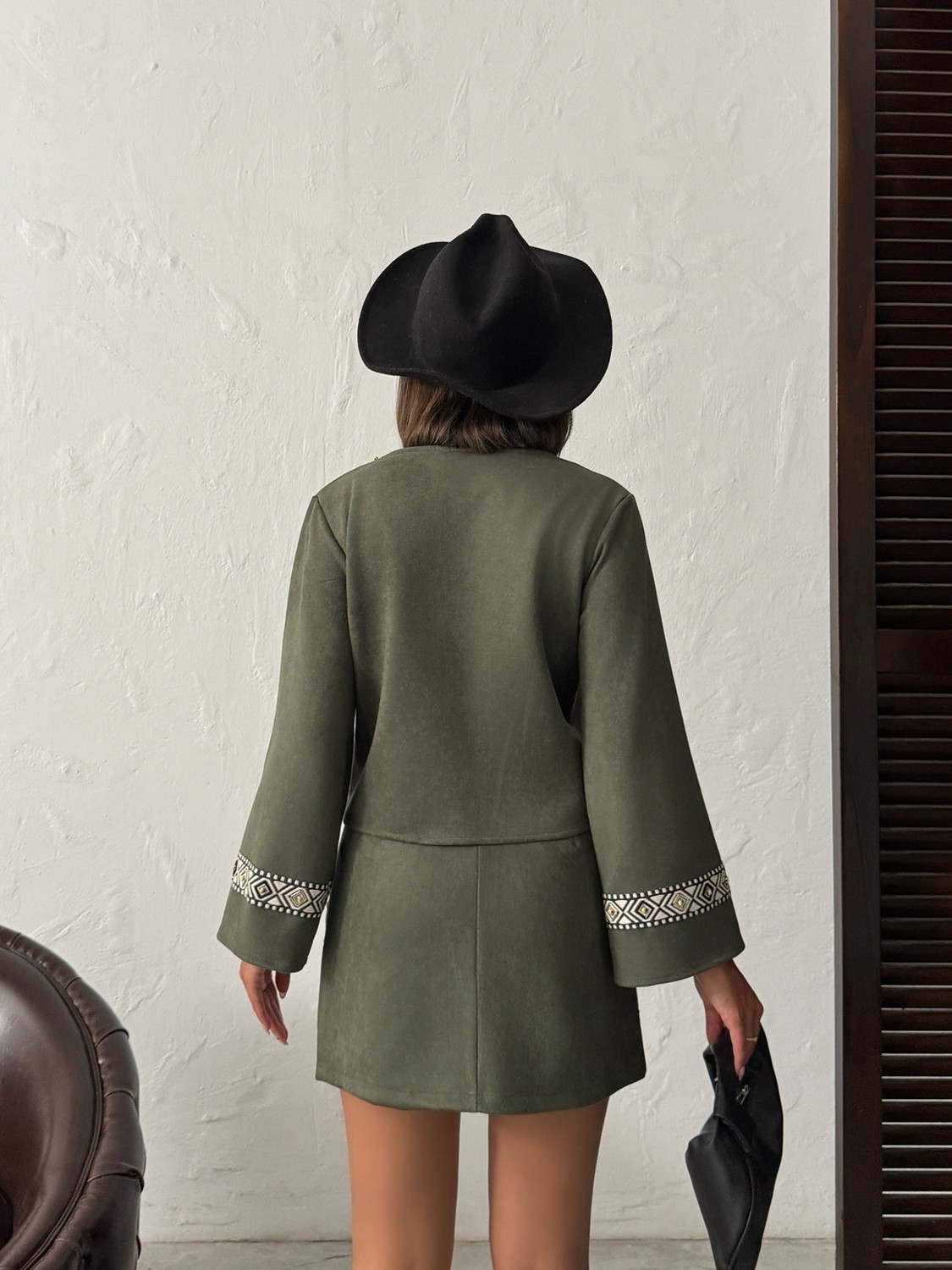 Very Moda Şerit Detaylı Scuba Süet Etek - | F1974 görsel 5