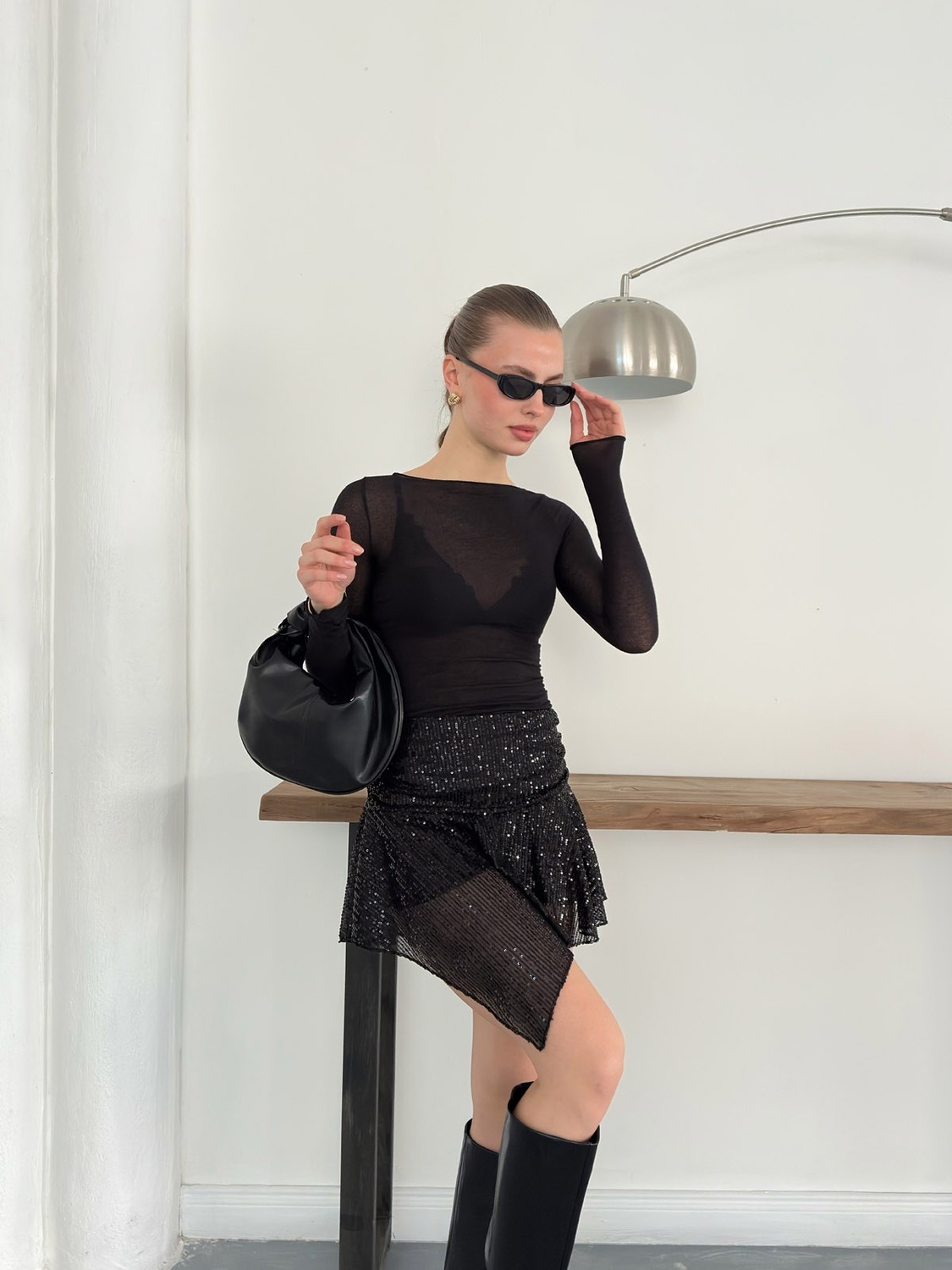 Very Moda Pullu Asimetrik Etek | D2932 görsel 2
