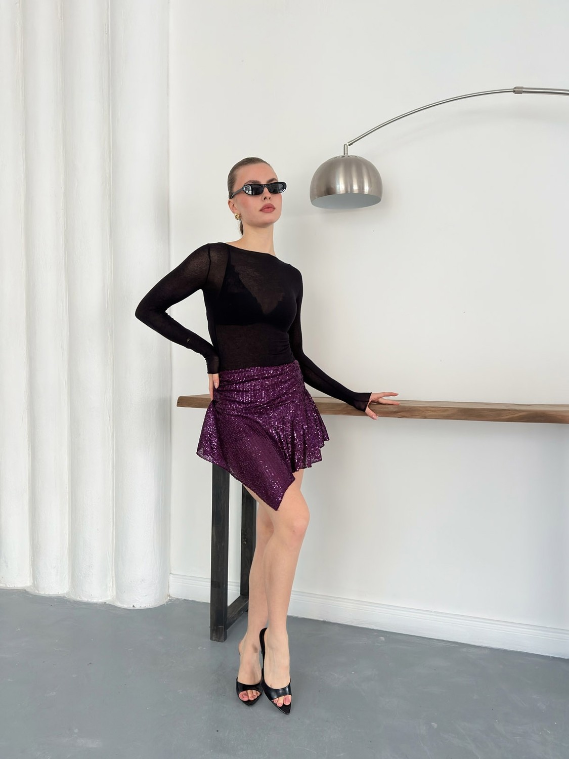 Very Moda Pullu Asimetrik Etek | D2932 görsel 6