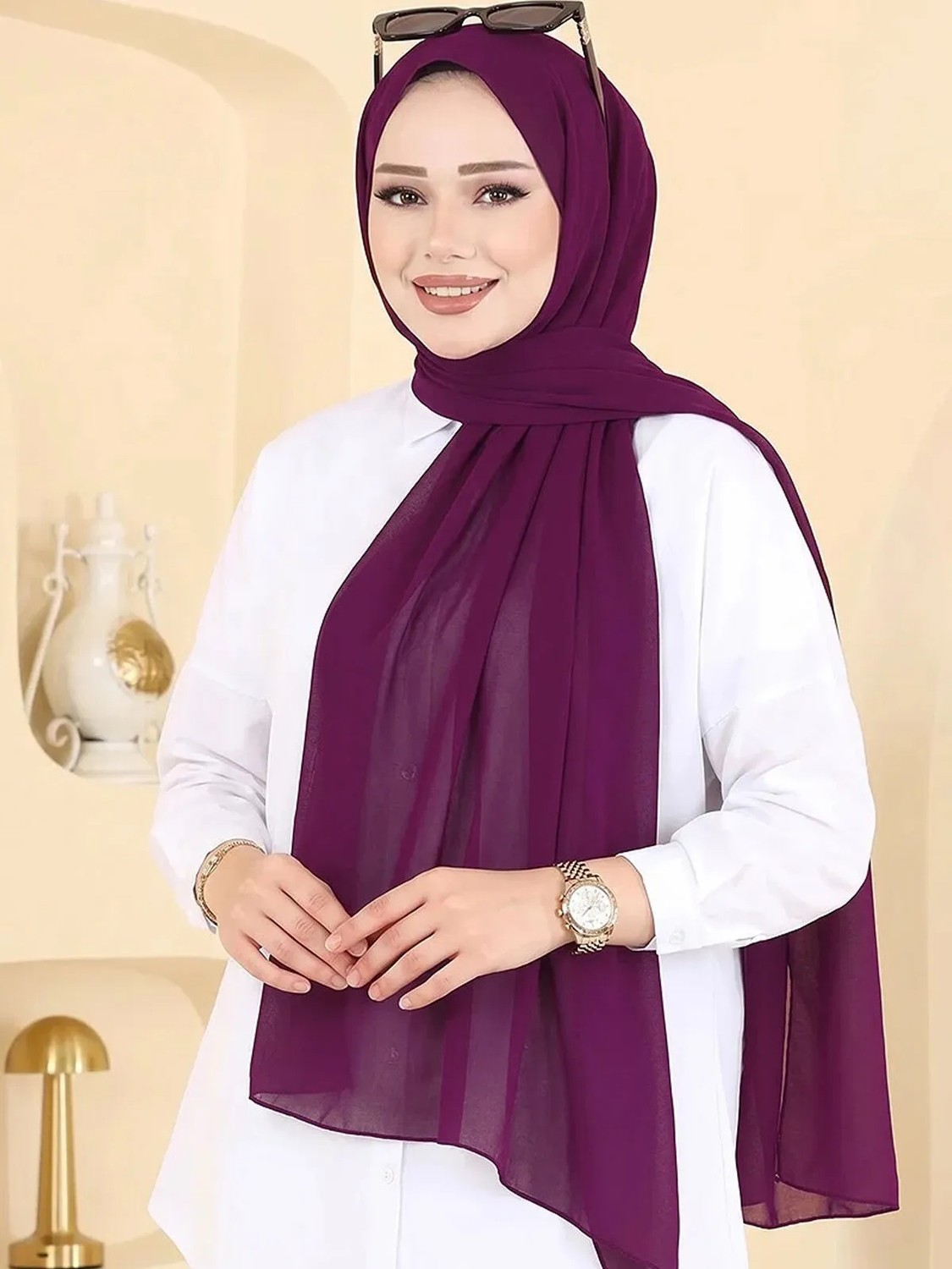 Asia Collection Düz Şifon Şal