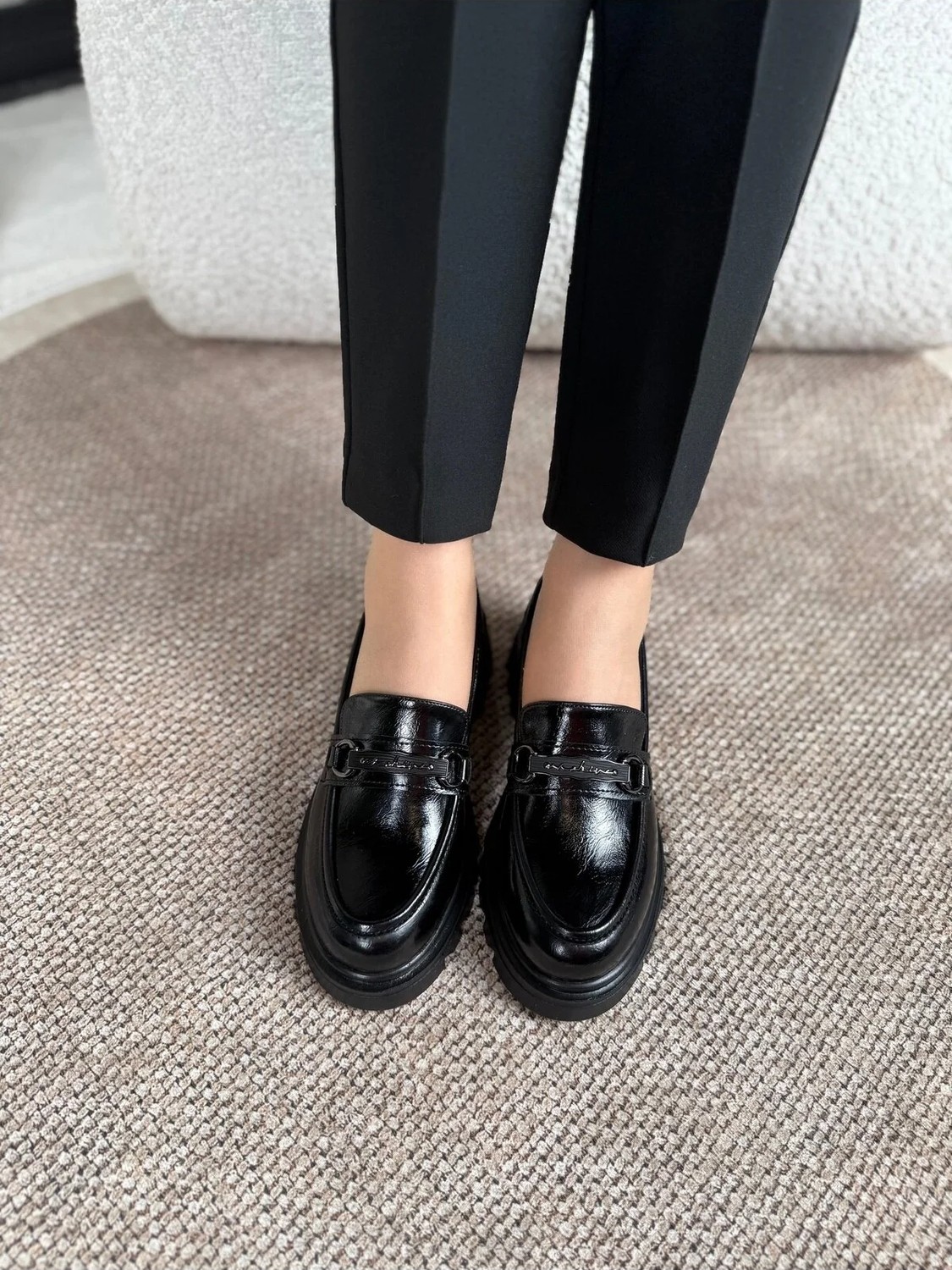Eysha Aria Kadın Siyah Makosen Casual Loafer görsel 4