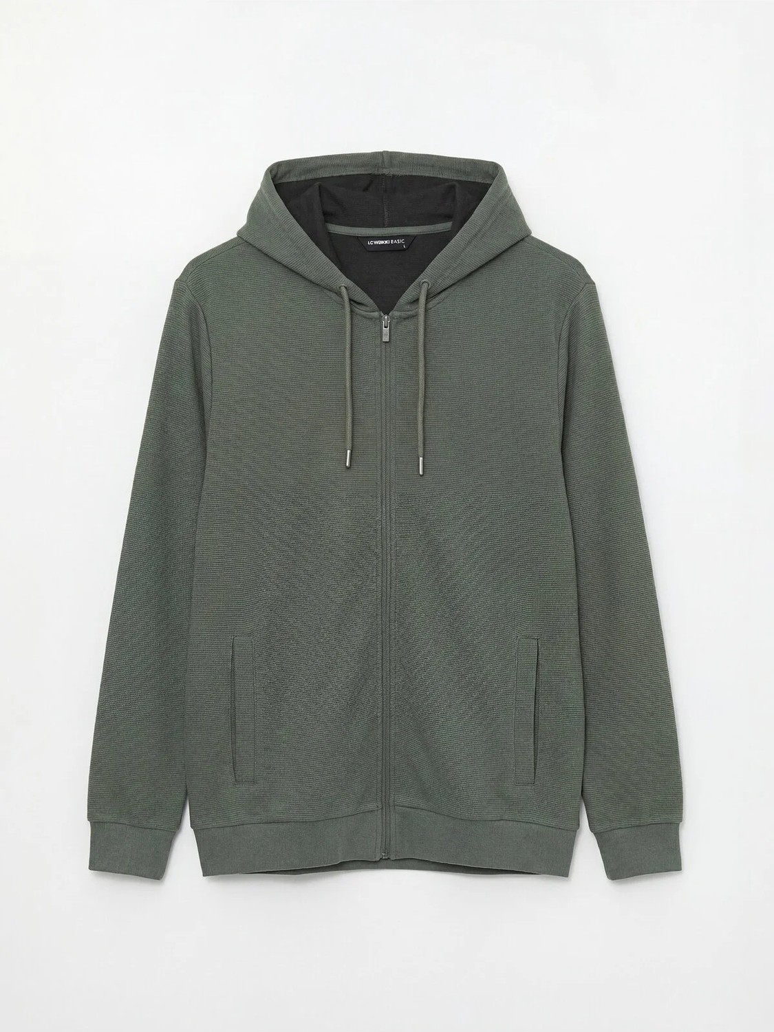 LC Waikiki Lcwaıkıkı Classic Yeşil Kapüşonlu Erkek Fermuarlı Sweatshirt