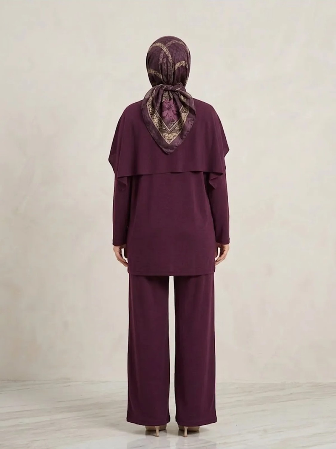 Foremia Pelerin Detay Pantolonlu Pike Takım-Bordo - görsel 6