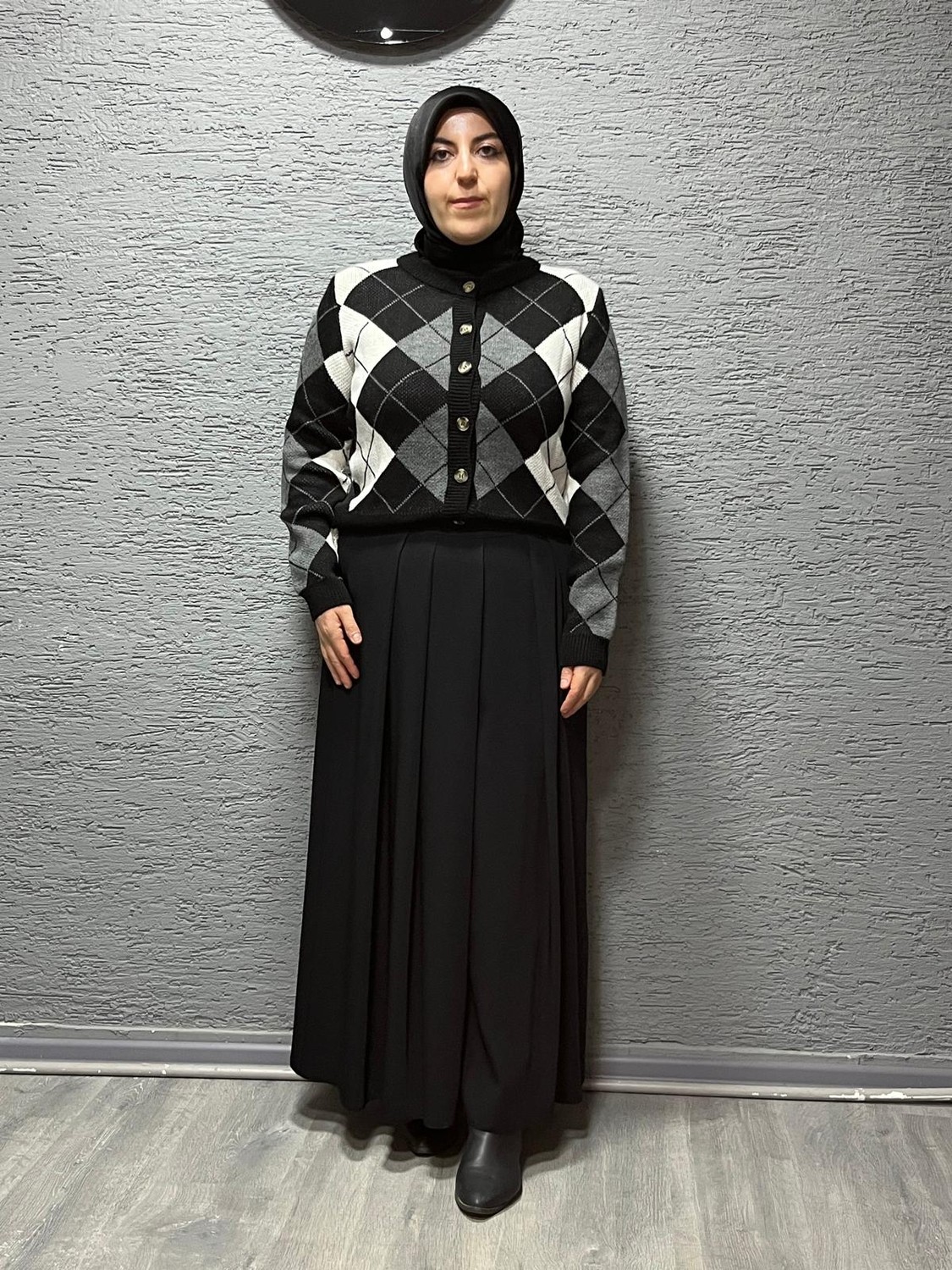 Elikra Baklava Desenli Triko Hırka