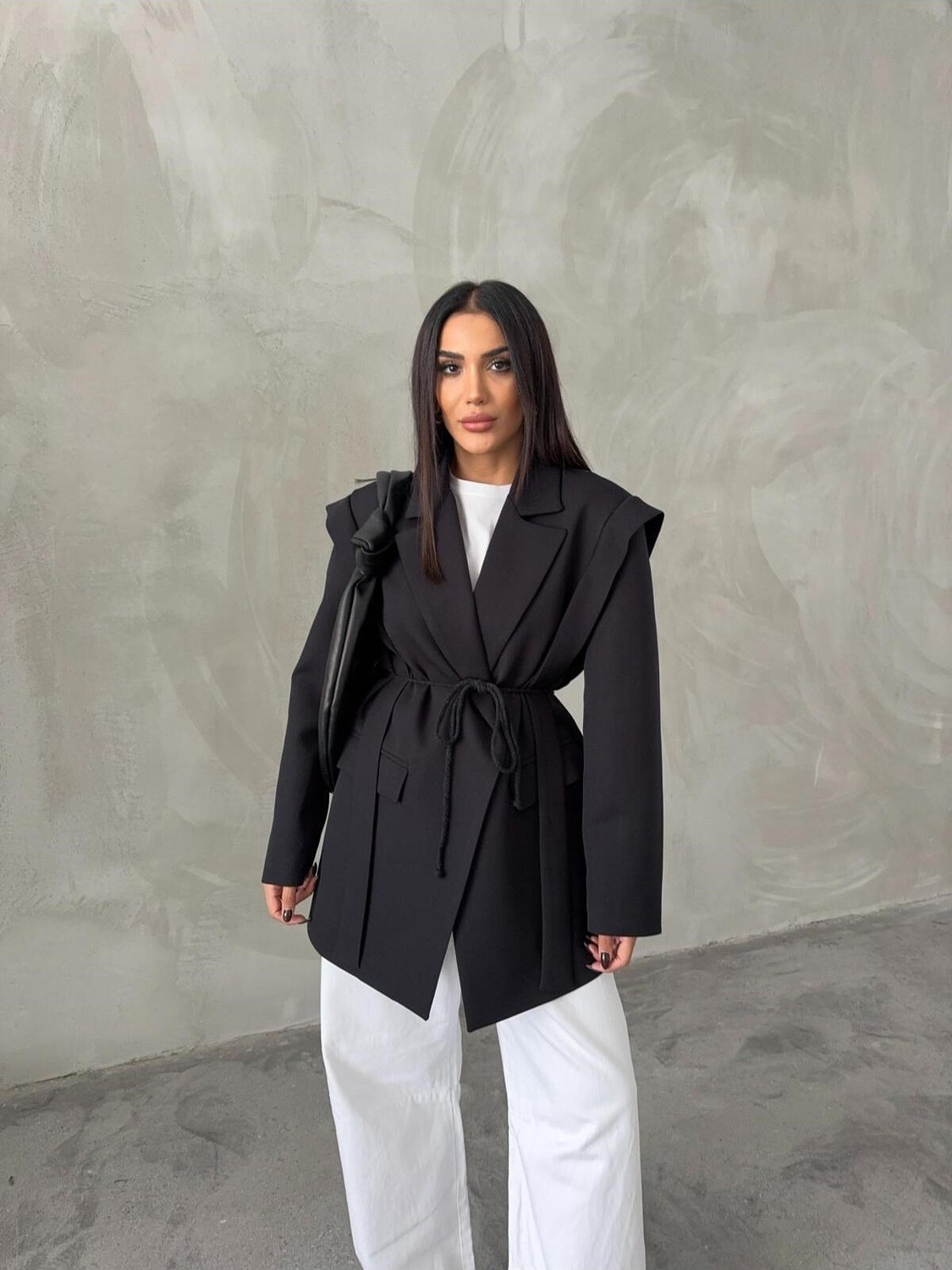 Molly Nelly Kadın Bağcık Detaylı Yan Panelli Oversize Ceket