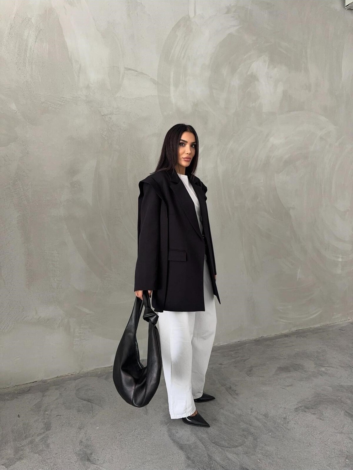 Molly Nelly Kadın Bağcık Detaylı Yan Panelli Oversize Ceket görsel 4