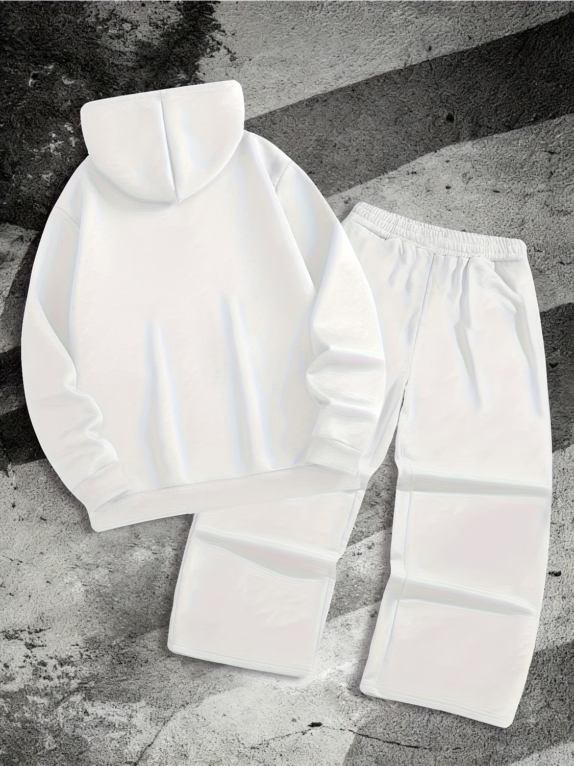 Macklin Unisex Kadın Erkek Delete Yazı Baskılı Oversize 3 Iplik Kapüşonlu Hoodie ve Baggy Eşofman Altı görsel 6