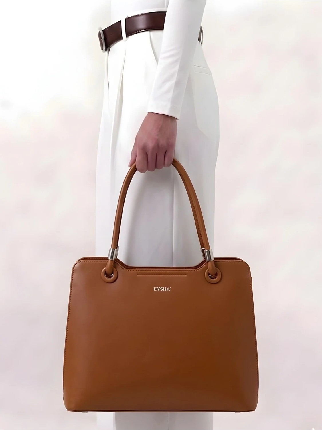 Eysha Omenra Logolu Yumuşak Deri Cüzdan Hediyeli Çıtçıtlı Iç Kısım Mini Fermuar Çantalı Ince Saplı Orta El ve Omuz Çantası (23 cm x 34 Cm) görsel 2