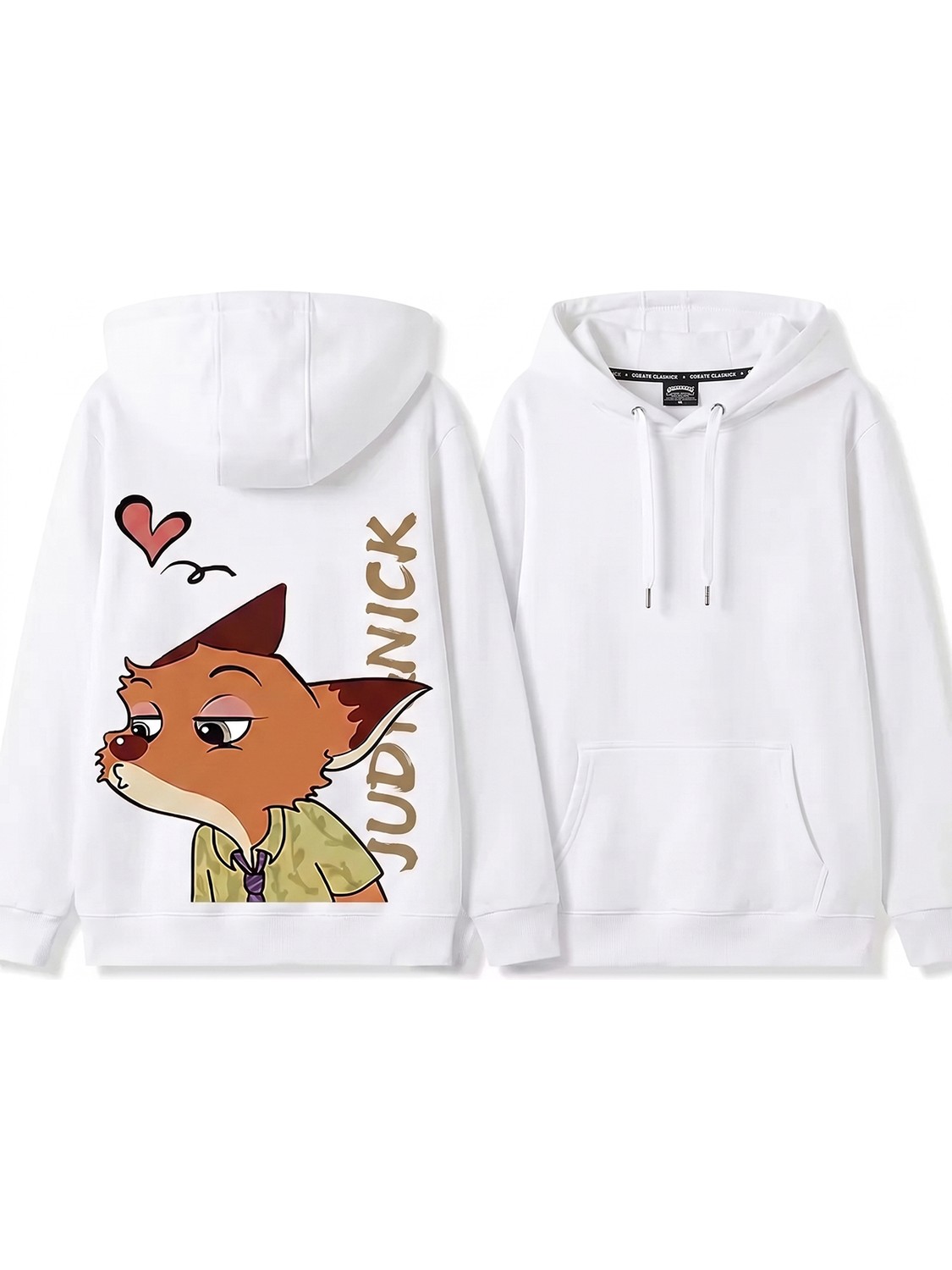 Macklin Sevgili - Arkadaş Çift Kombini Judy ve Nick Sırt Baskılı Özel Tasarım Kapüşonlu Sweatshirt 2li Takım görsel 5