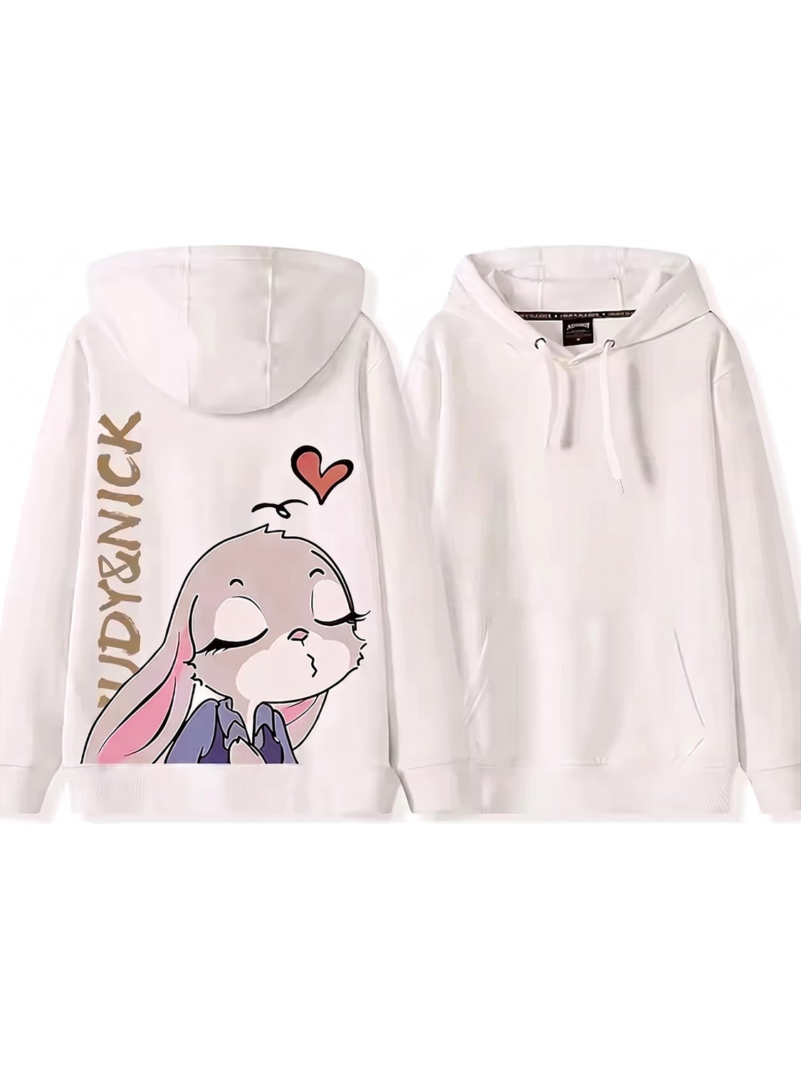 Macklin Sevgili - Arkadaş Çift Kombini Judy ve Nick Sırt Baskılı Özel Tasarım Kapüşonlu Sweatshirt 2li Takım görsel 6