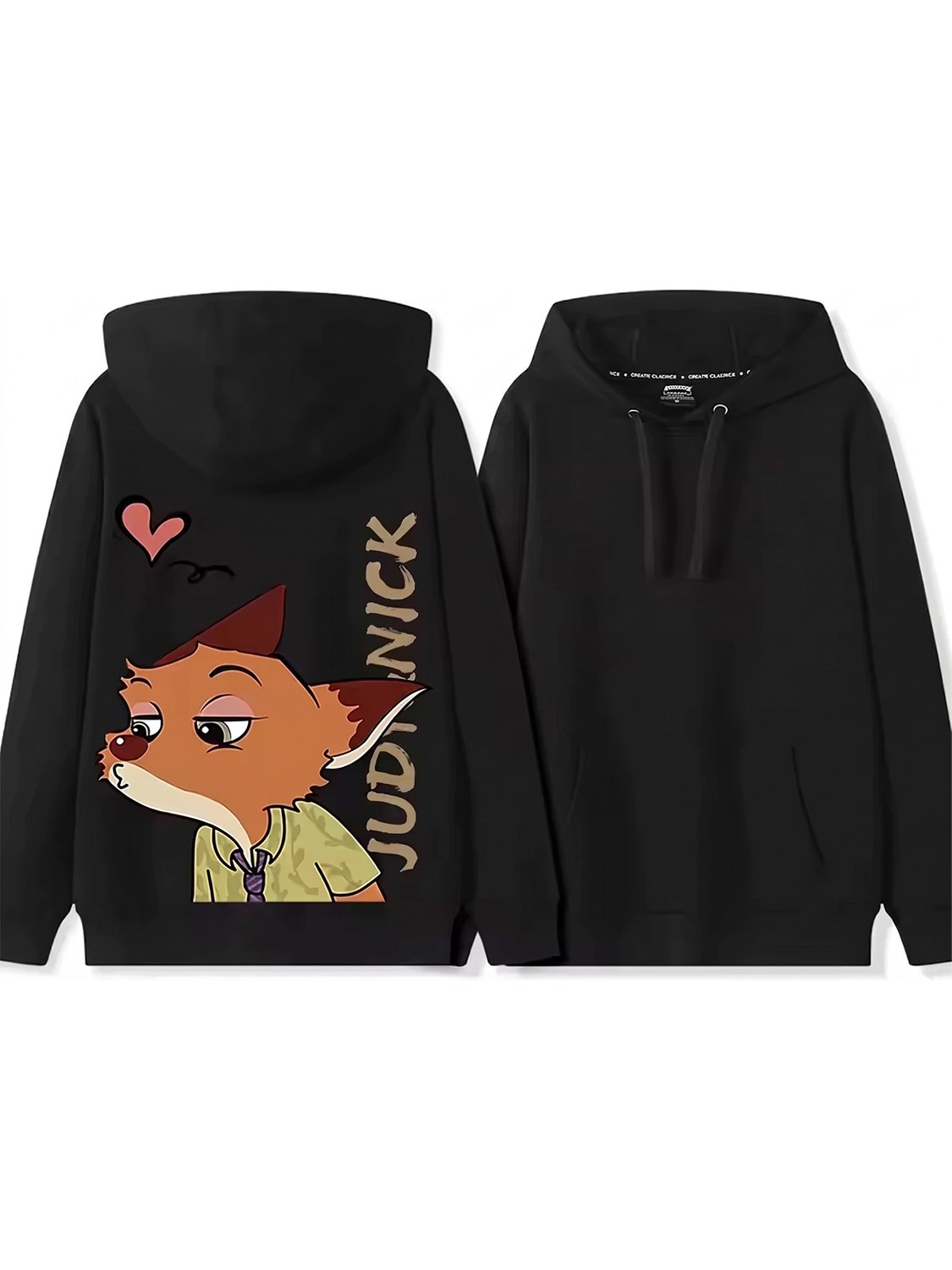 Macklin Sevgili - Arkadaş Çift Kombini Judy ve Nick Sırt Baskılı Özel Tasarım Kapüşonlu Sweatshirt 2li Takım görsel 2