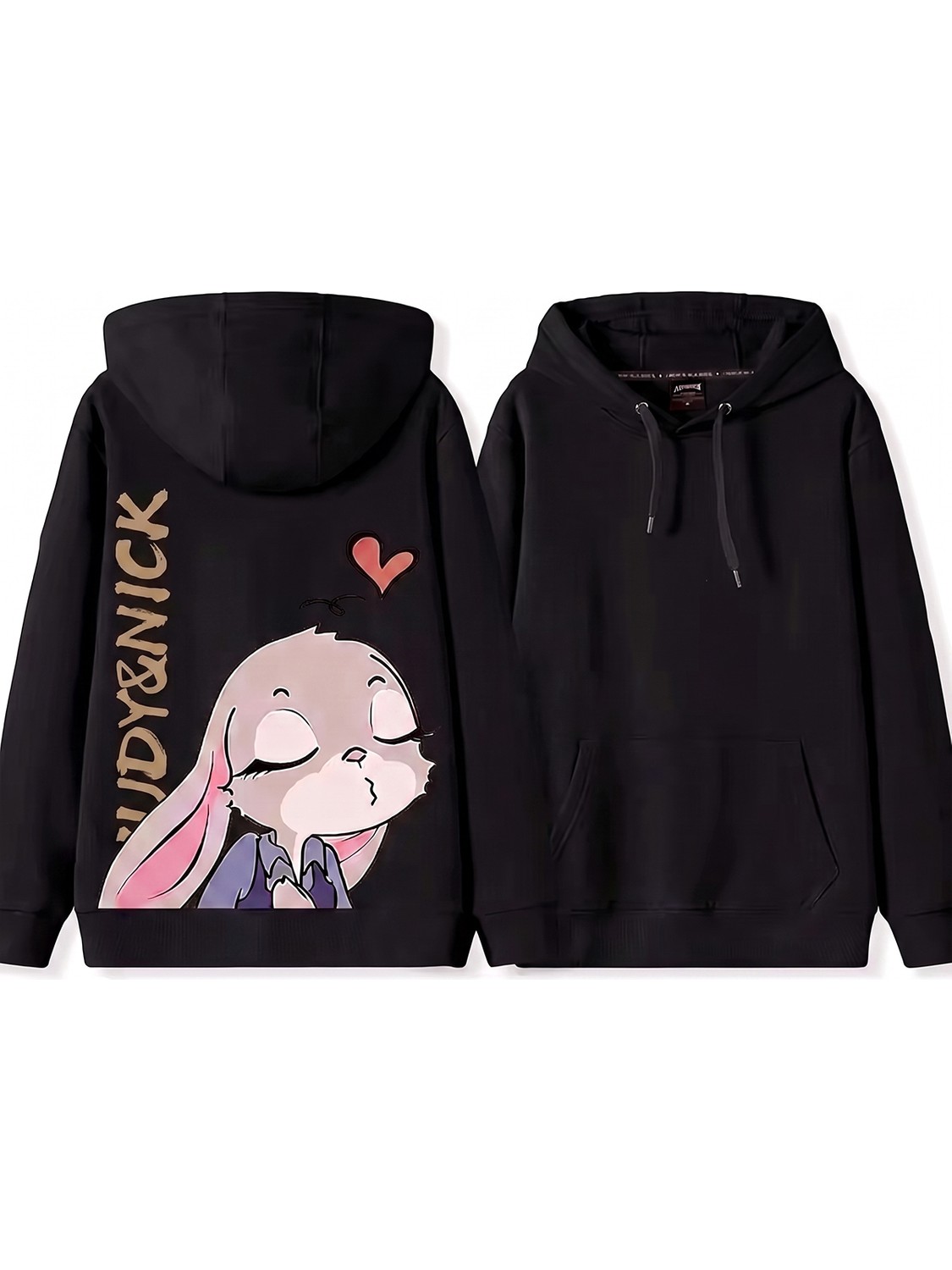 Macklin Sevgili - Arkadaş Çift Kombini Judy ve Nick Sırt Baskılı Özel Tasarım Kapüşonlu Sweatshirt 2li Takım görsel 3