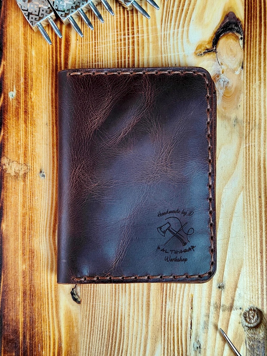 Balthazar Workshop Hakiki Deri El Yapımı Minimalist Erkek Kadın Kartlık Cüzdan (Gael Modeli) görsel 7