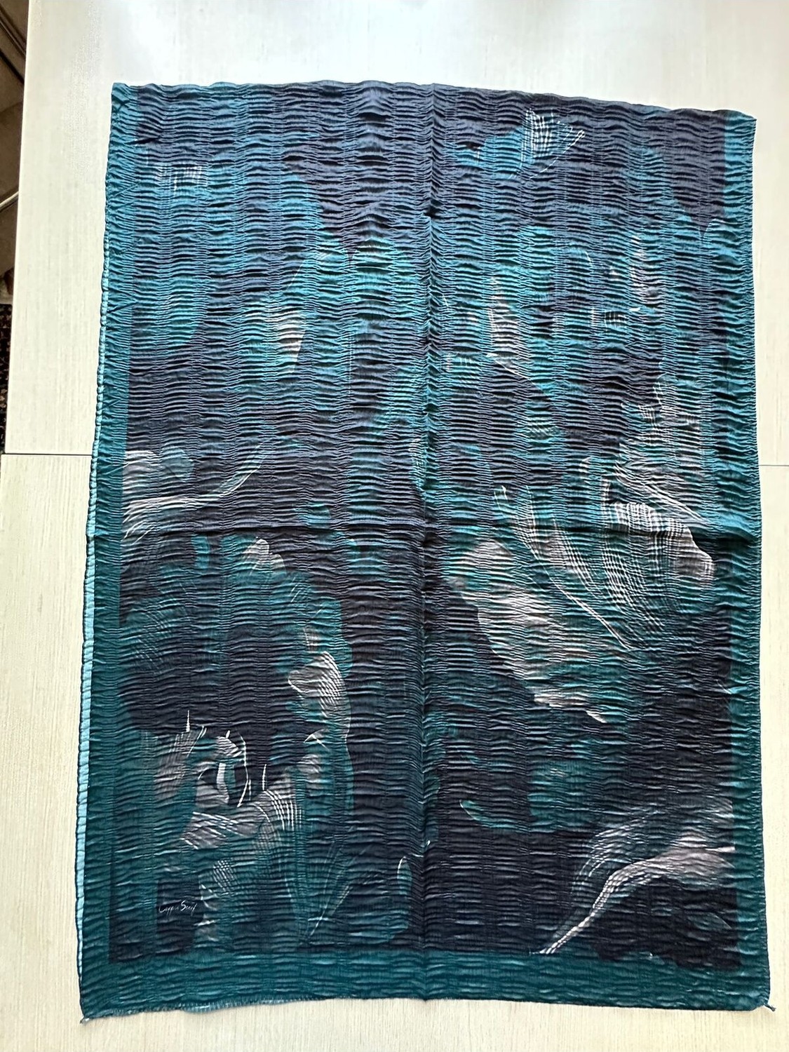Cappio Craft Müslüm, Floral Yaprak Desenli Bürümcük Şal, Zarif, Kaymaz, Terletmez ve Rahat Kullanım 75 x 200 cm görsel 5