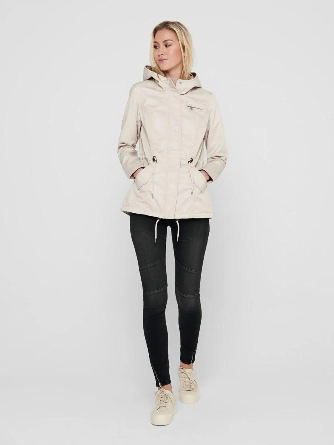 Only Kadın Bej Onllorca Canvas Baharlık Mont 15216452 görsel 5