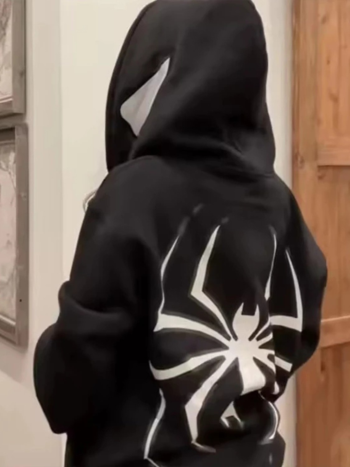 Macklin Sevgili - Arkadaş Çift Kombini Örümcek Adam Sırt ve Kapüşon Baskılı Özel Tasarım Kapüşonlu Sweatshirt 2li Takım görsel 7