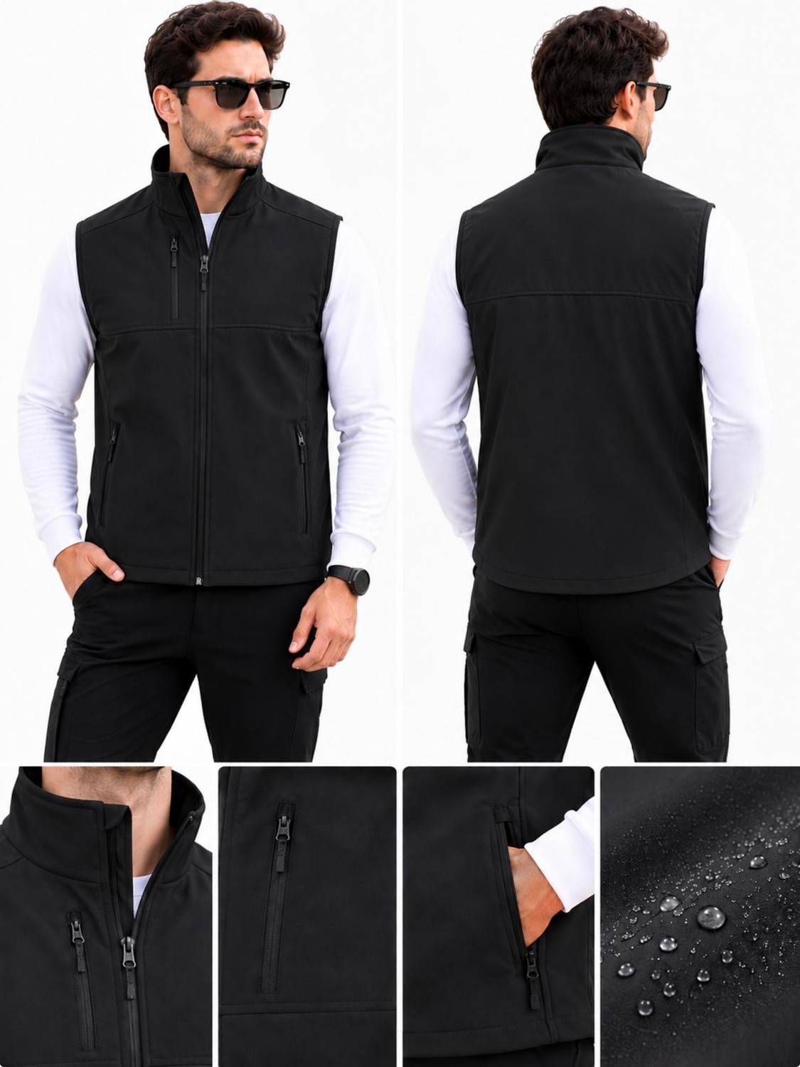 D-Star Erkek Softsheell Yelek Içi Polar Su Itici Rüzgar Geçirmez 3 Cepli Outdoor Spor Yelek