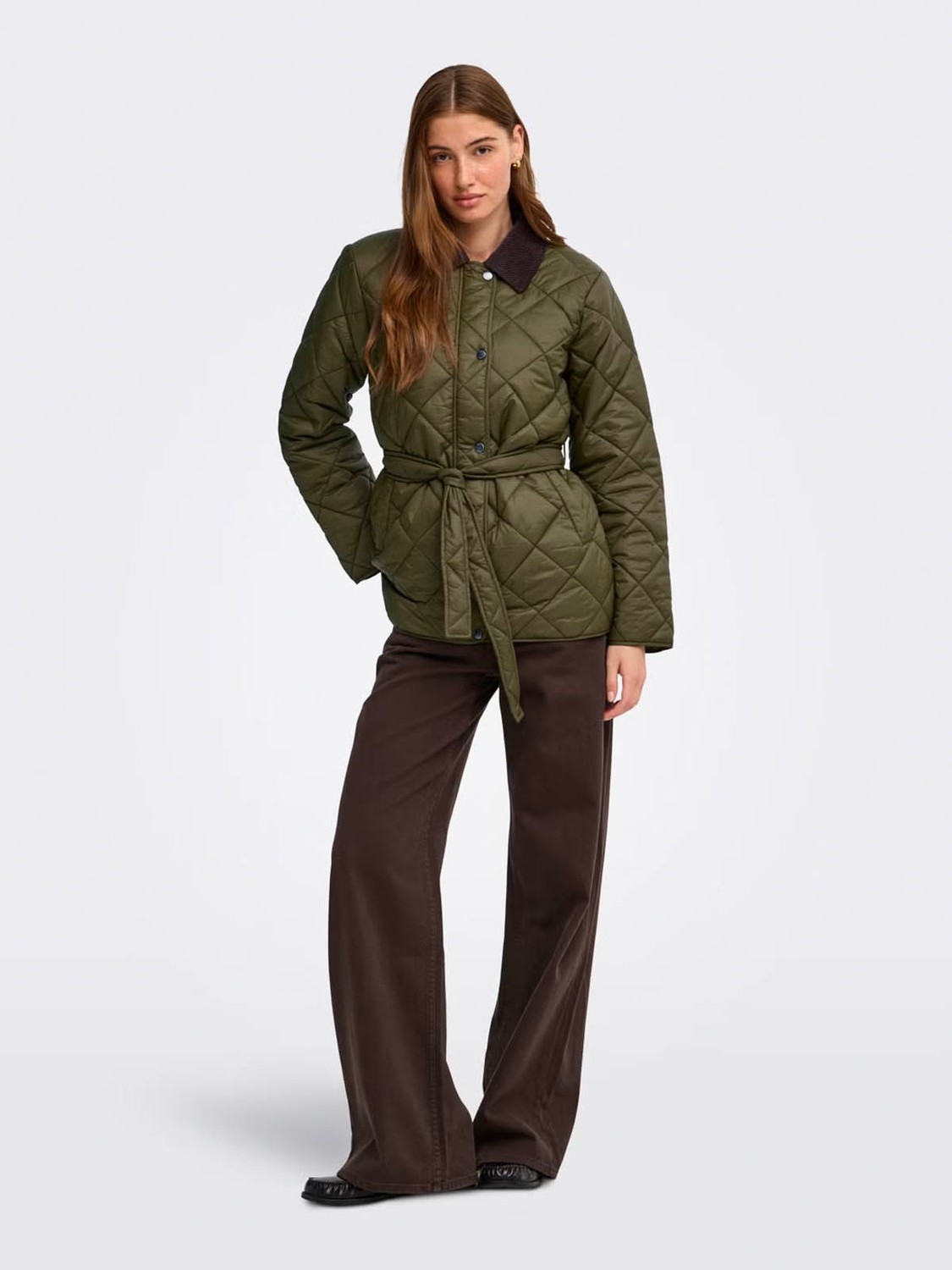 Only Onltahıa Corduroy Koyu Yeşil Kadın Mont 15373692 görsel 5