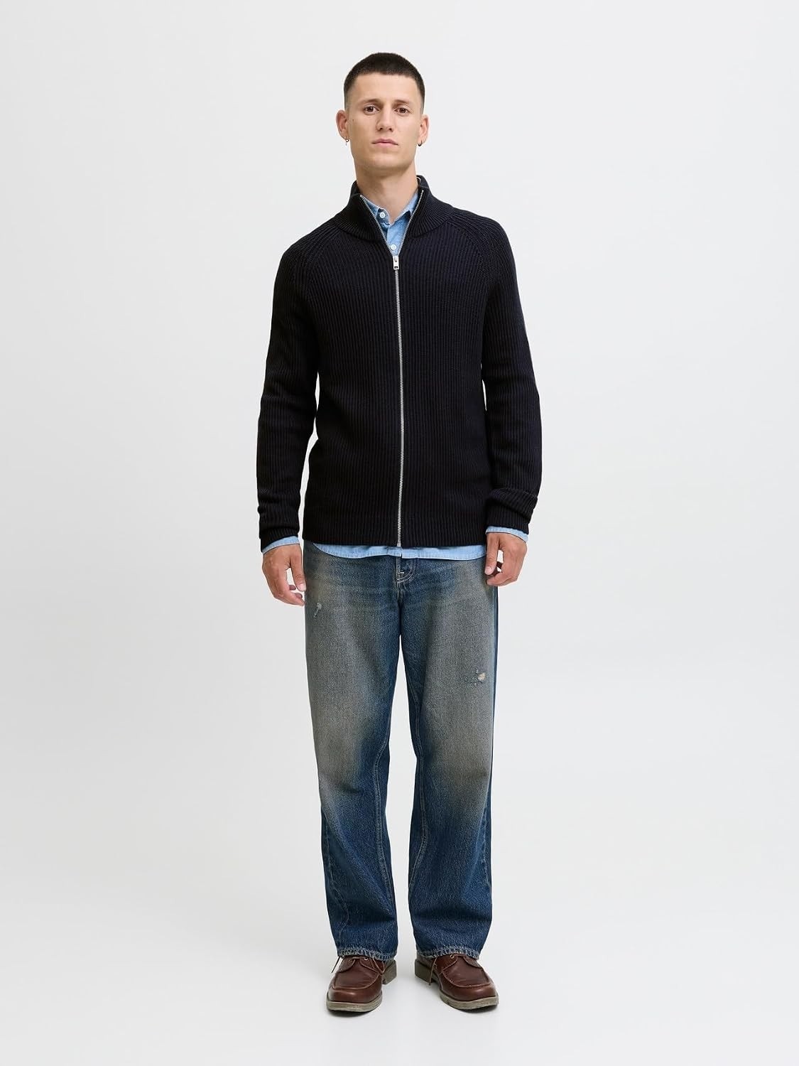 Happy Trend Jack & Jones Jjpannel Knit Zip Cardigan AW25 Jjpannel Knit Zip Cardigan AW25 Erkek görsel 3