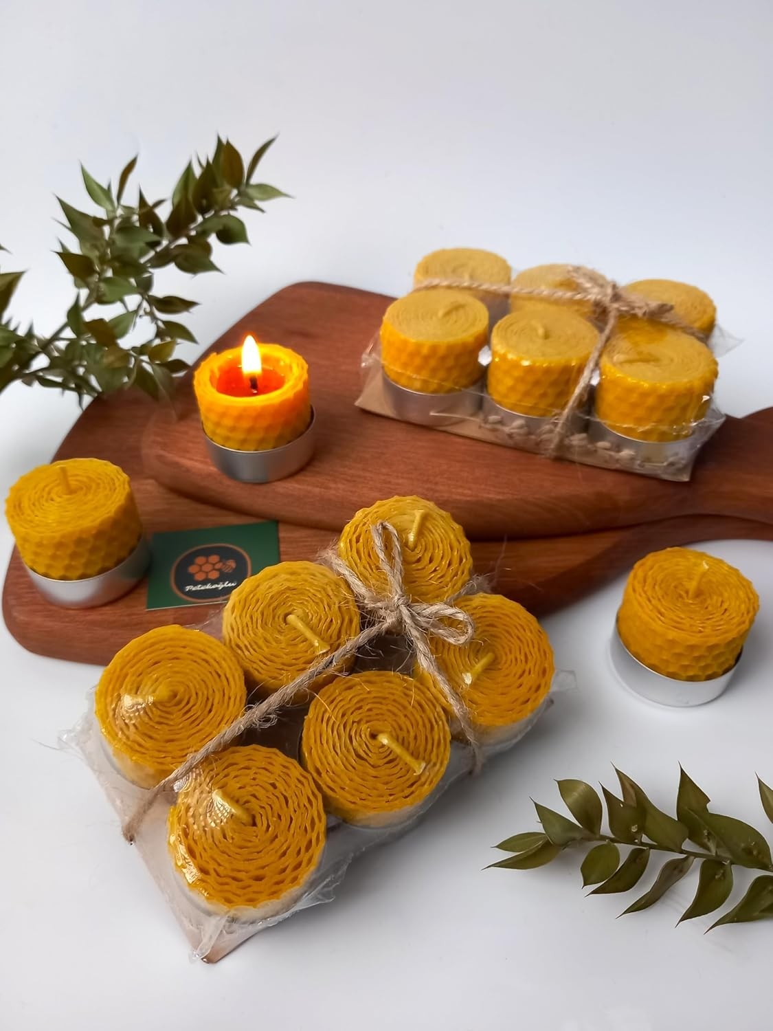 Özkaya Store (12 Adet) Sarma Tealight Mum 3,5cm X3CM Doğal Petek Balmumu Mum görsel 2