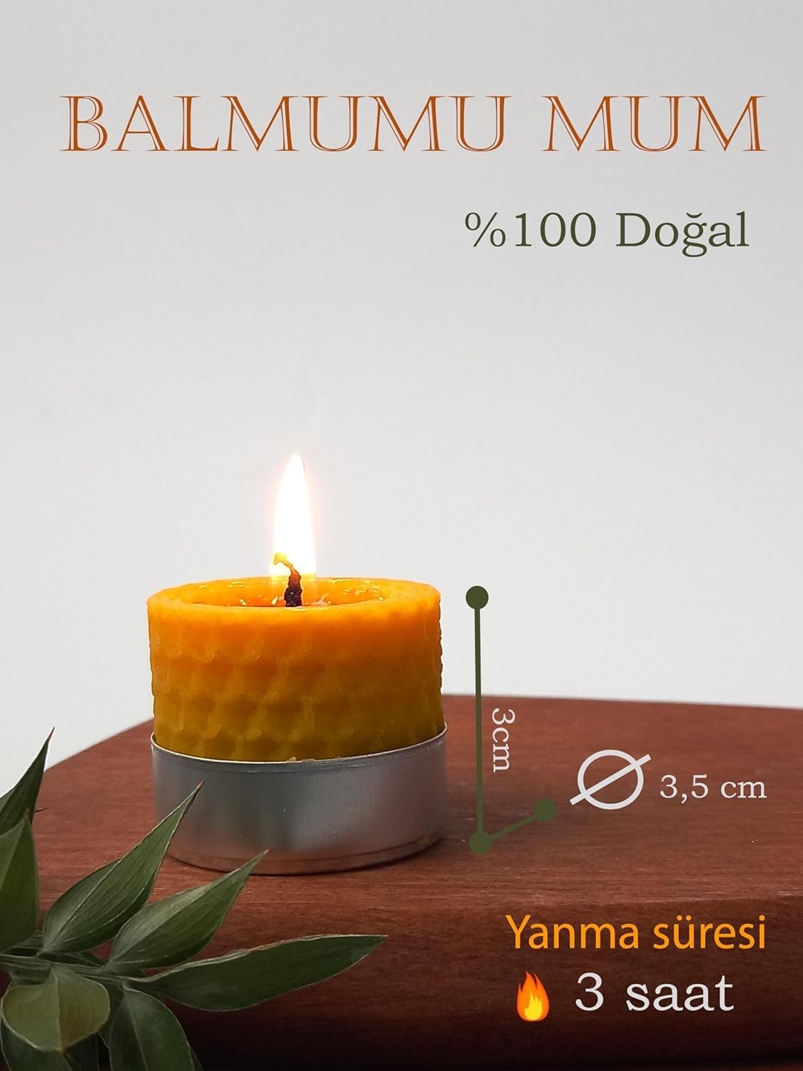 Özkaya Store (12 Adet) Sarma Tealight Mum 3,5cm X3CM Doğal Petek Balmumu Mum görsel 3