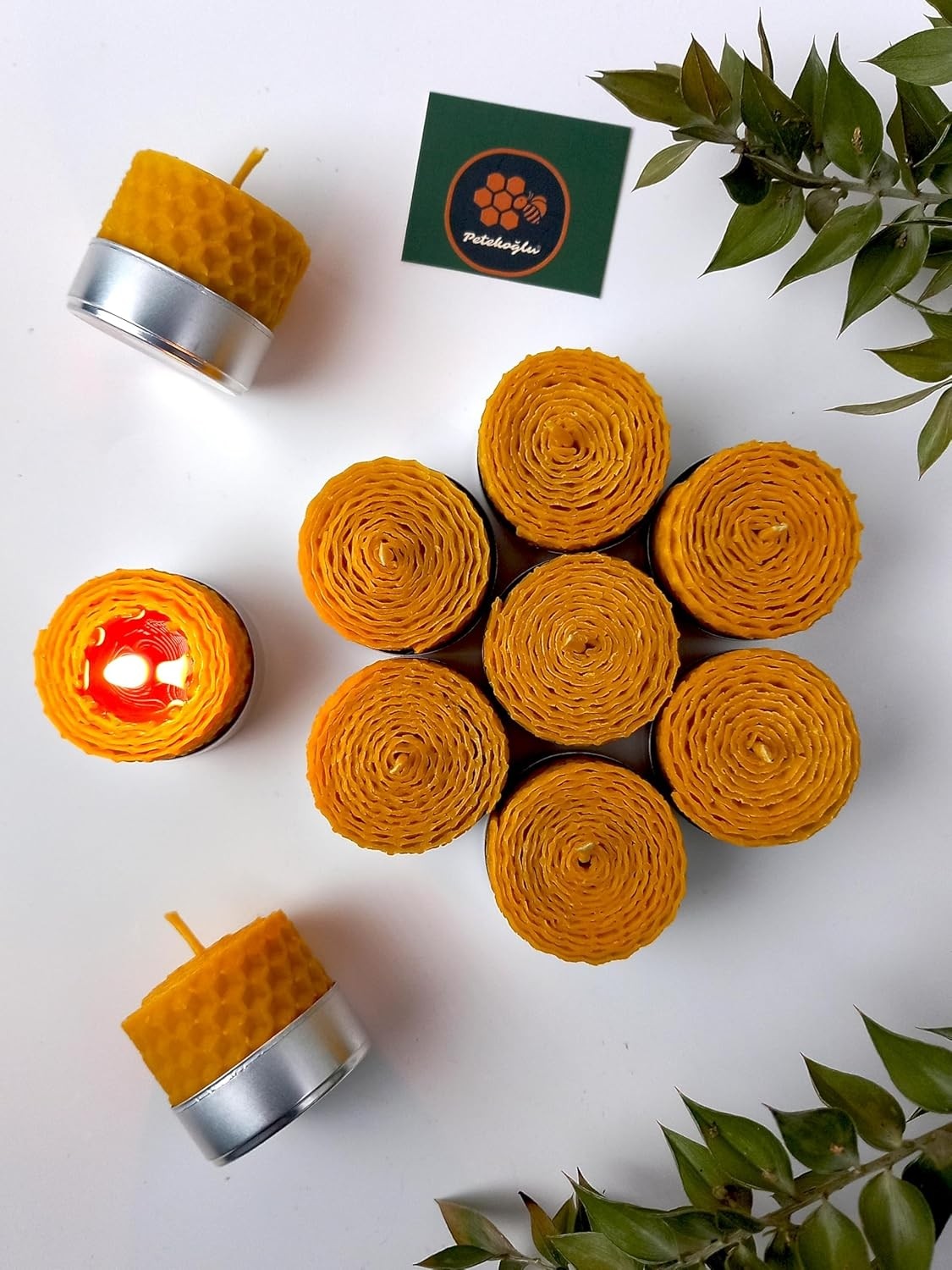 Özkaya Store (12 Adet) Sarma Tealight Mum 3,5cm X3CM Doğal Petek Balmumu Mum görsel 4