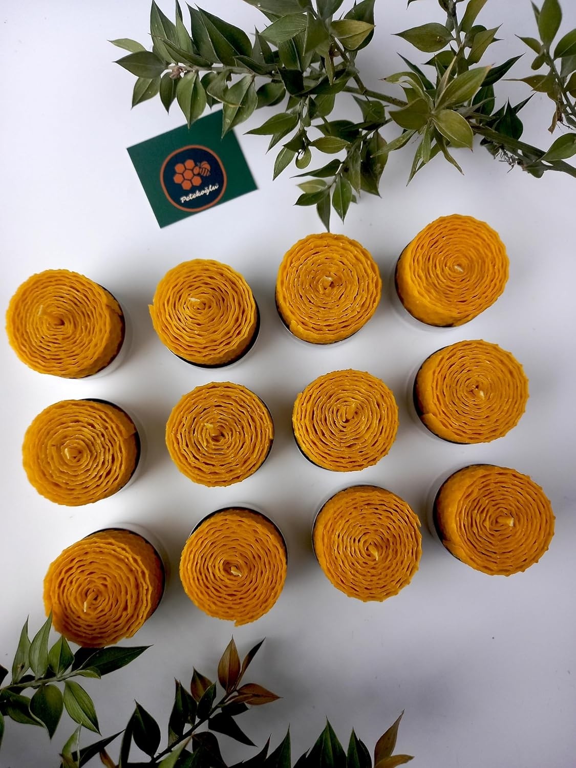 Özkaya Store (12 Adet) Sarma Tealight Mum 3,5cm X3CM Doğal Petek Balmumu Mum görsel 5