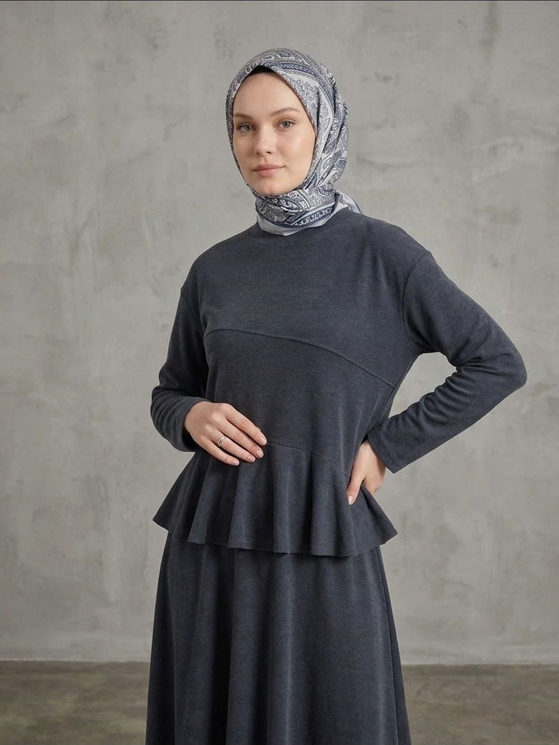 Miostil Volanlı Etekli Takım-Bordo görsel 2