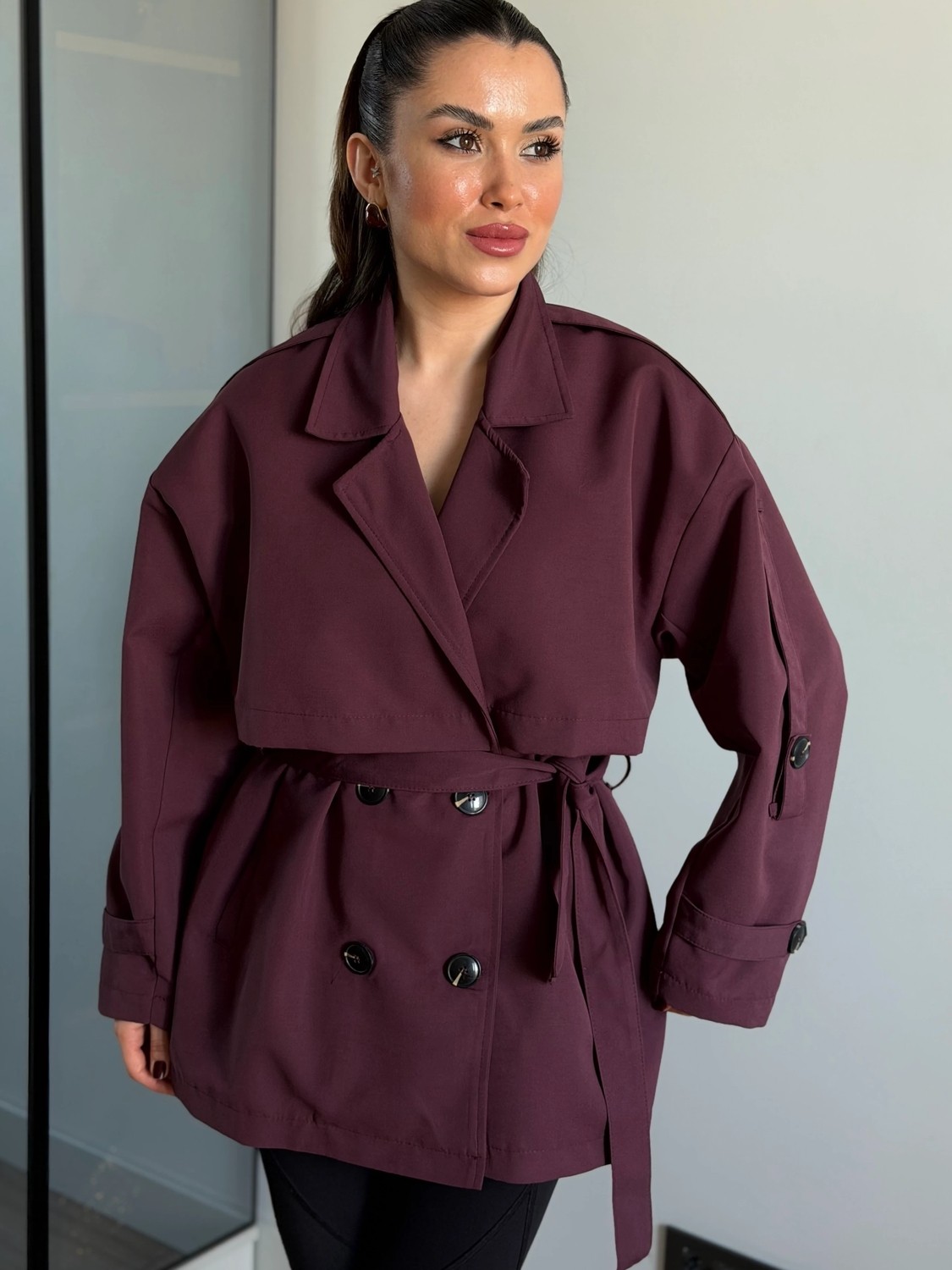 Roupas Collection Şal Detay Pelerinli Trençkot
