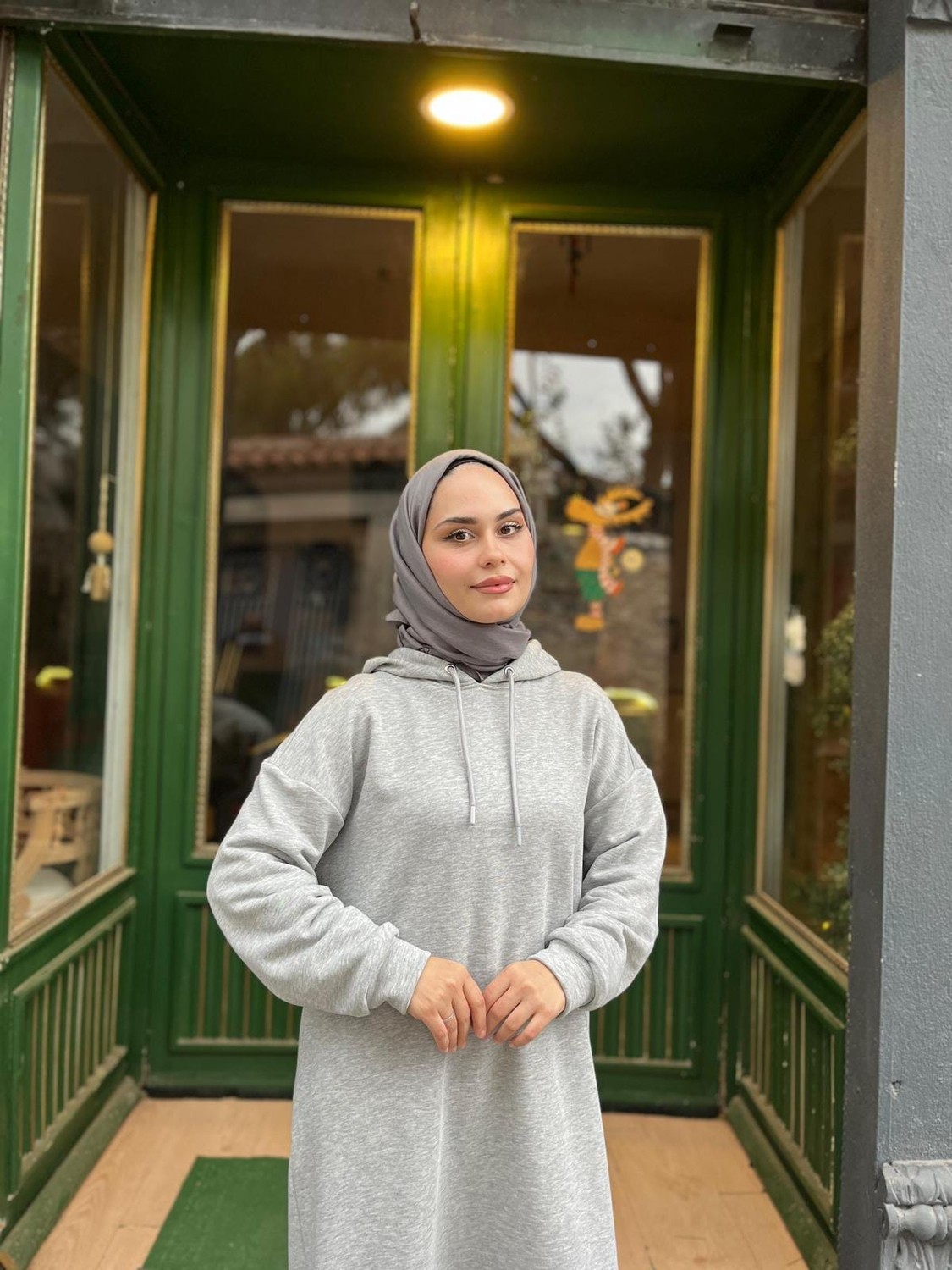 Zeynep Uyanık Kapşonlu 3 Iplik Sweat Elbise