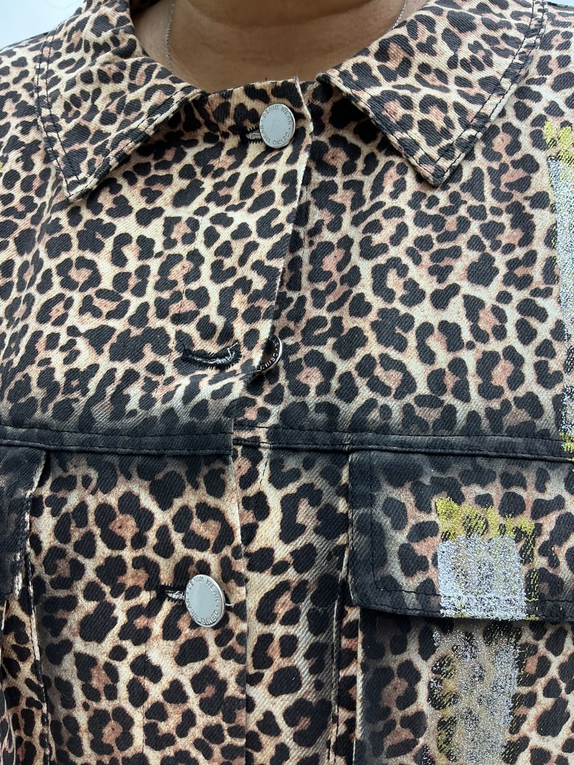 Dolares Büyük Beden Leopar Desenli Baskı Detaylı Kuşgözlü Düğmeli Kadın Ceket görsel 7