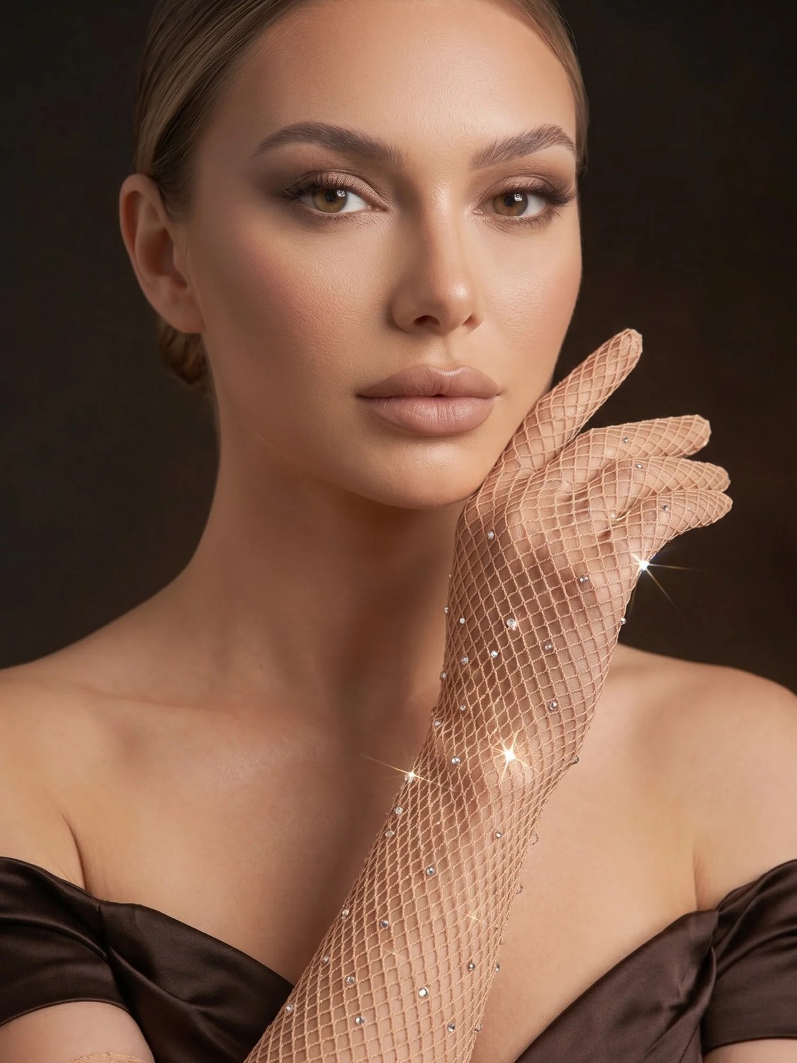 Elegance Scarf Uzun File Taşlı Eldiven Abiye Gece Parti Davet Nişan Kına Mezuniyet Eldiveni Kırmızı görsel 7