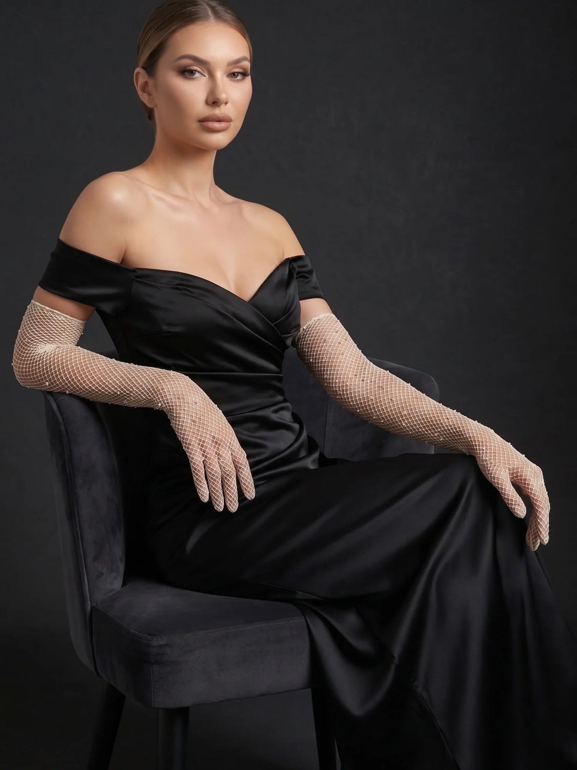 Elegance Scarf Uzun File Taşlı Eldiven Abiye Gece Parti Davet Nişan Kına Mezuniyet Eldiveni Beyaz görsel 5