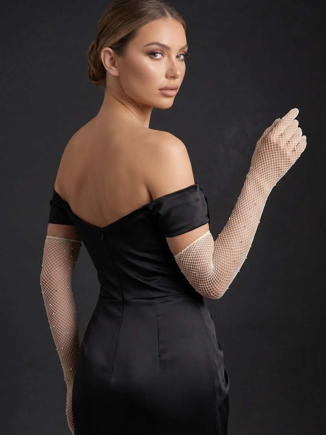 Elegance Scarf Uzun File Taşlı Eldiven Abiye Gece Parti Davet Nişan Kına Mezuniyet Eldiveni Beyaz görsel 6