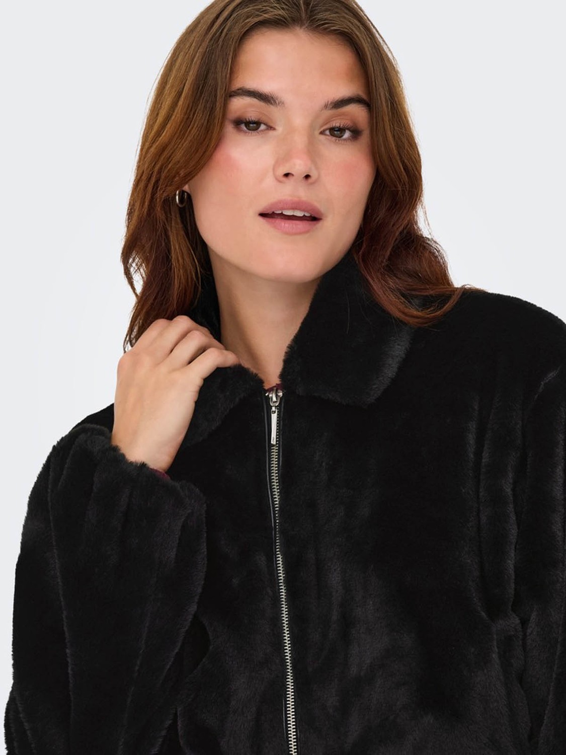 Only Onldana Faux Fur Siyah Kadın Mont 15348987 görsel 5