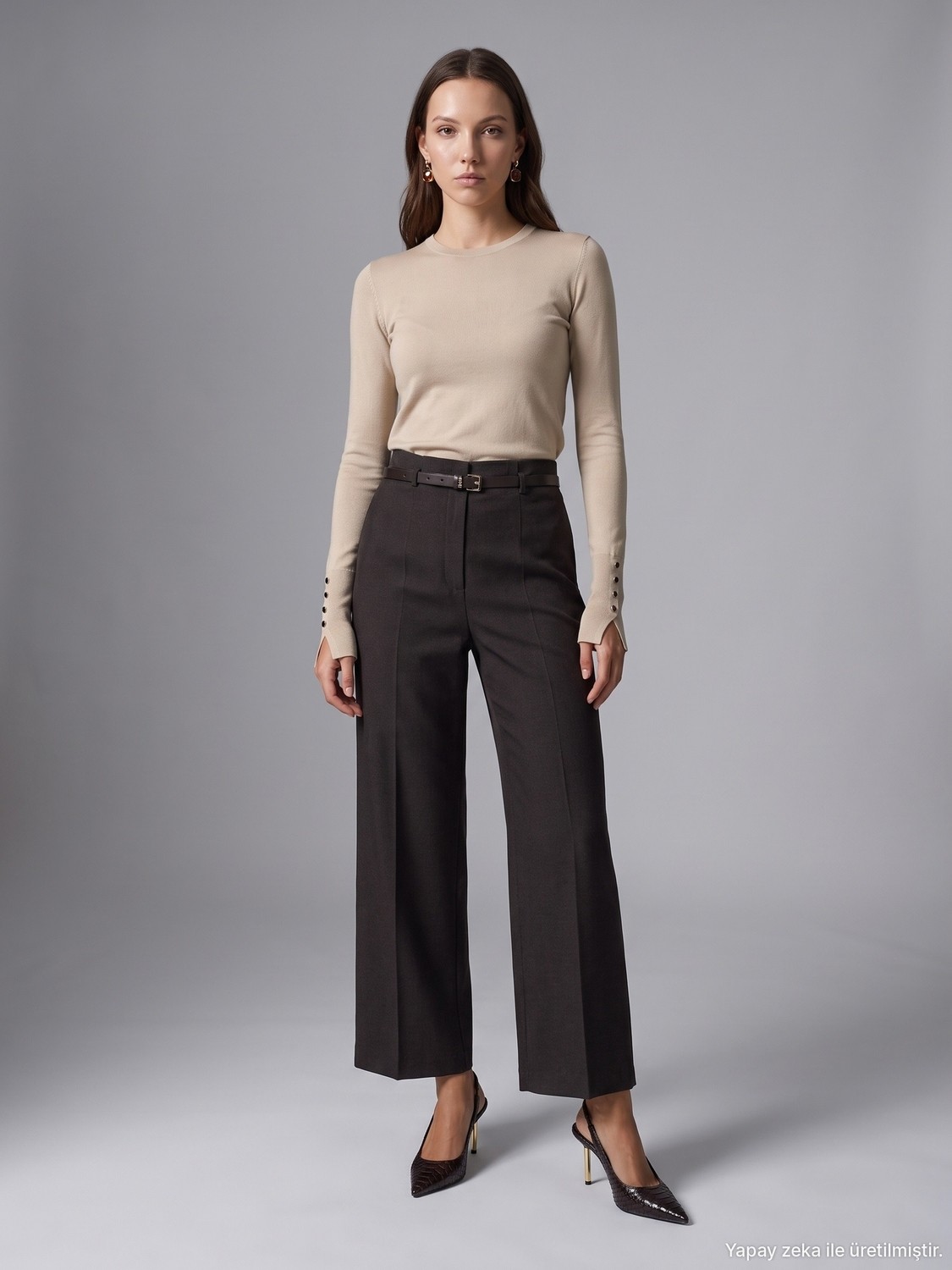 Dilvin 72813 Kemerli Culotte Pantolon-Kahve