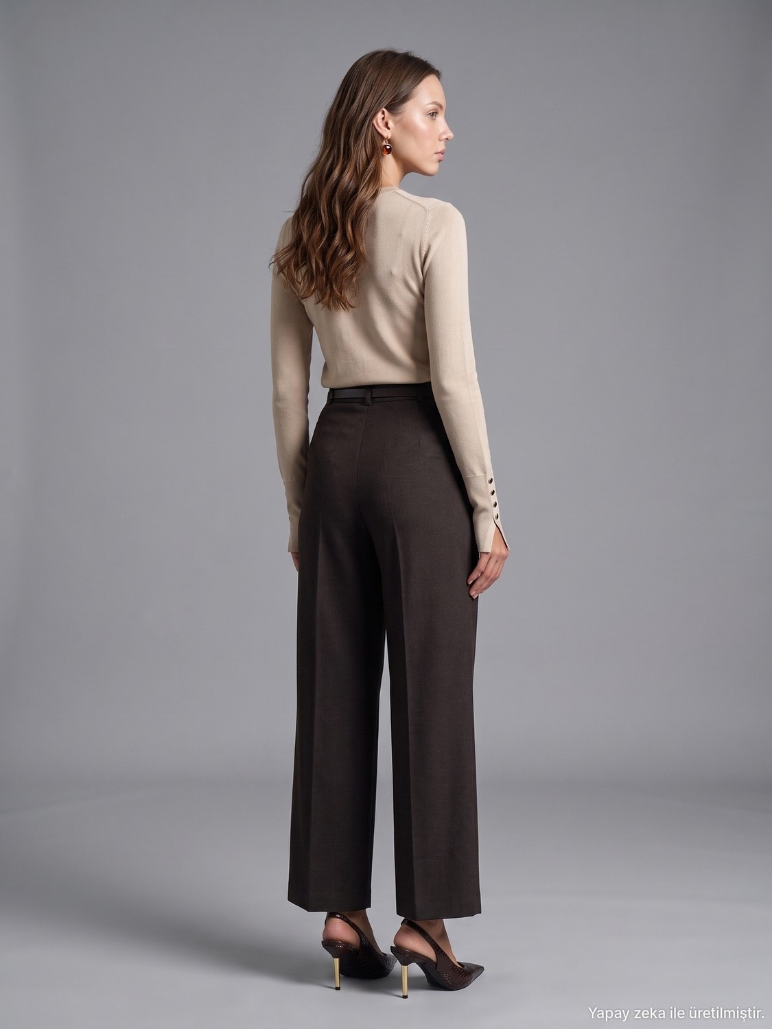 Dilvin 72813 Kemerli Culotte Pantolon-Kahve görsel 2