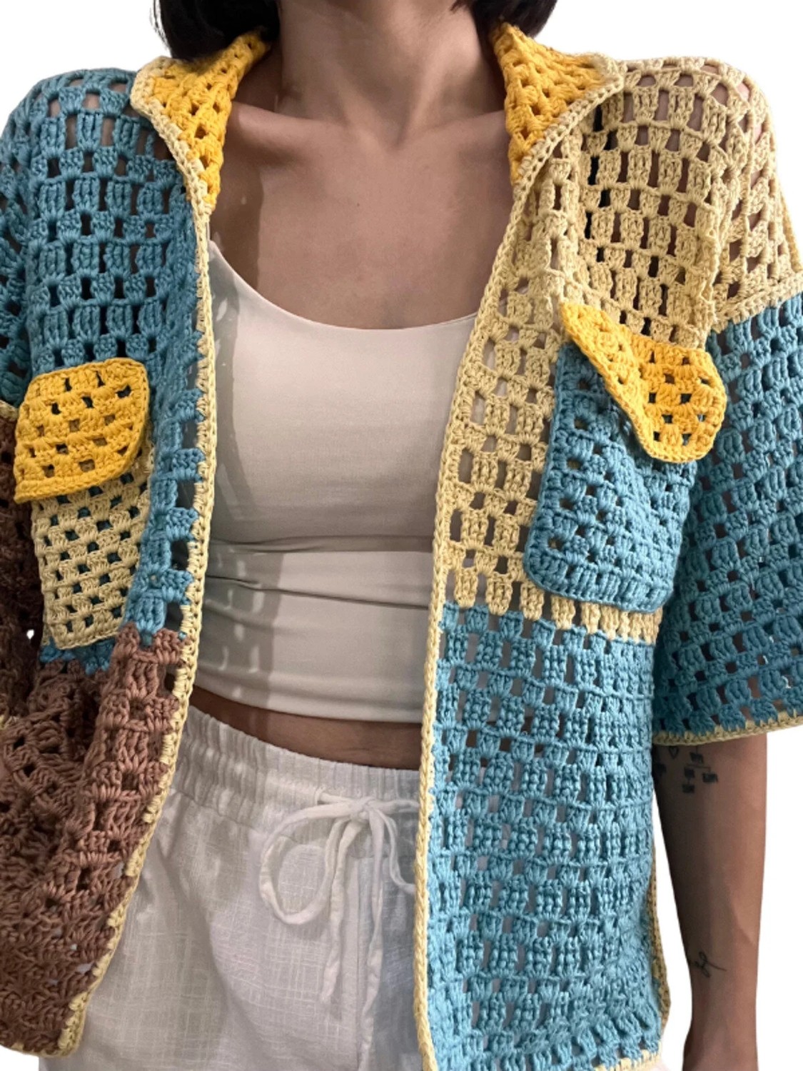 Hobilanka El Yapımı Bambu Koton Çok Renkli Oversize Hırka görsel 4