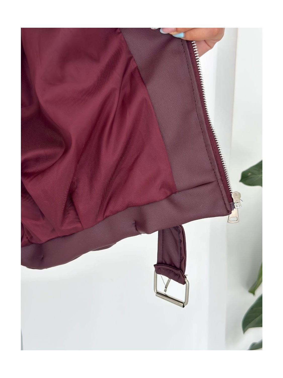 Boom Bester Kadın Siyah Oversize Suni Deri Bomber Mont | Kemer Detaylı Premium görsel 8