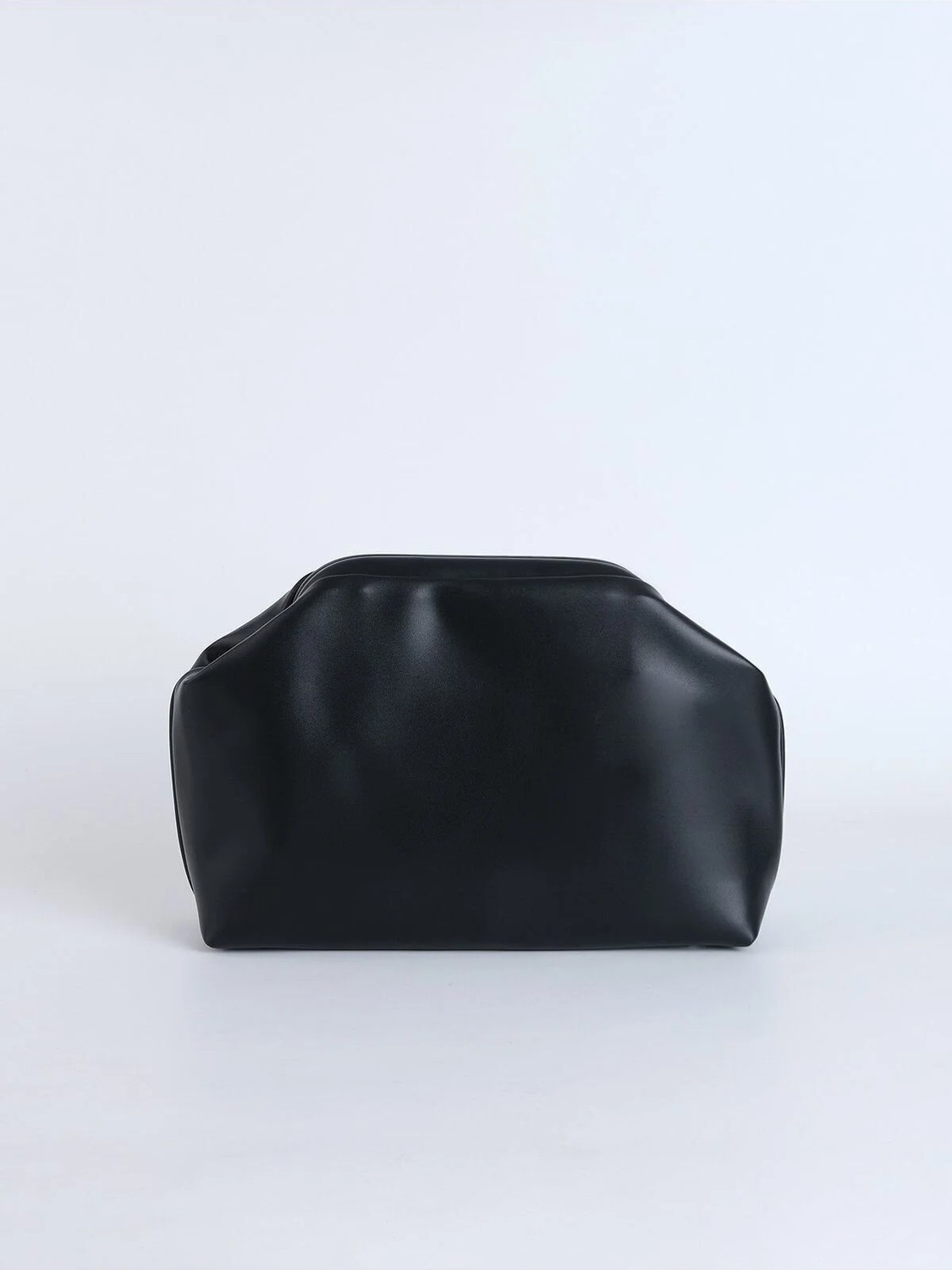 Heybes Kadın Siyah Vegan Deri Clutch El Çantası görsel 2