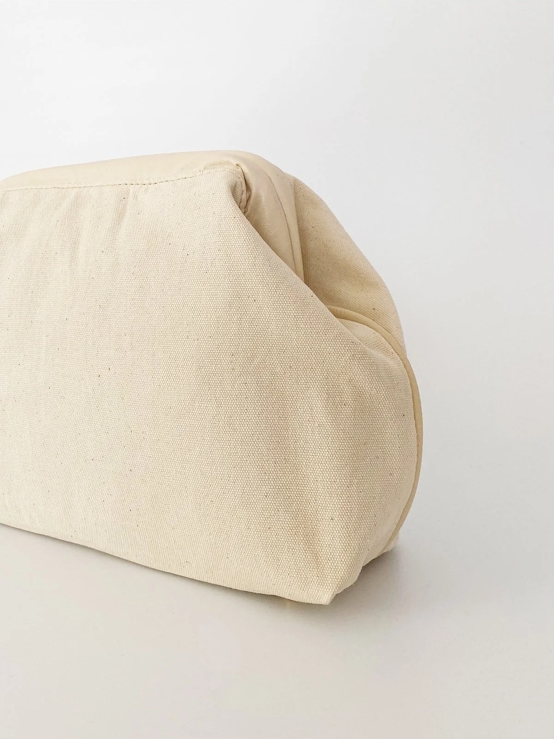 Heybes Kadın Krem Biyeli Kanvas Keten Clutch El Çantası