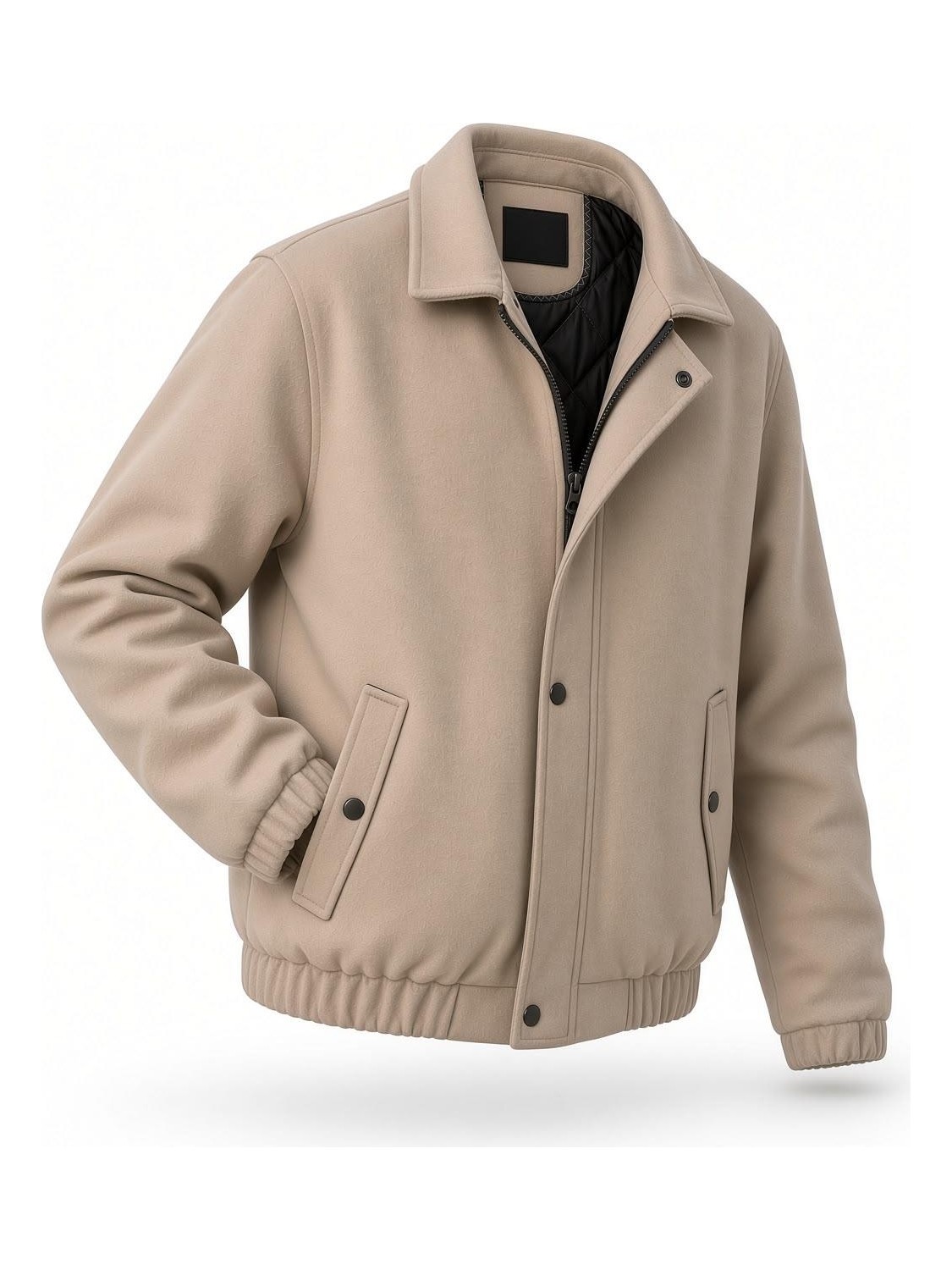 Oksit Harrington Fermuarlı Bomber Kaşe Ceket Mont - Slim Fit Klasik Yaka görsel 7