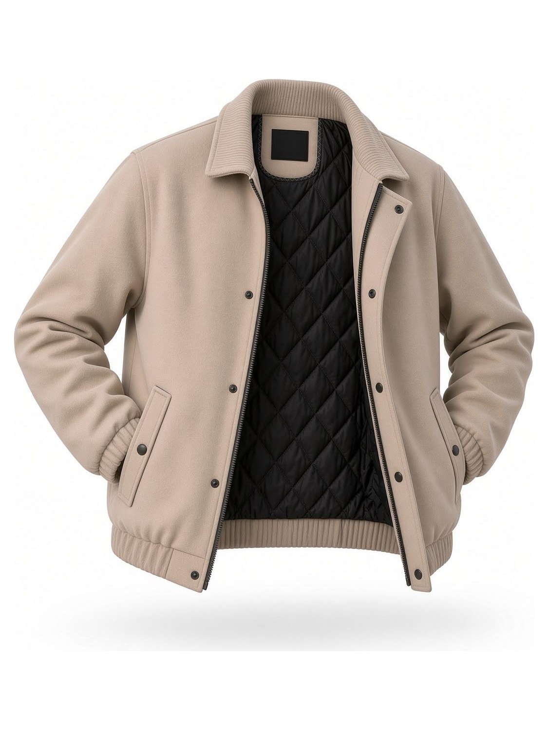 Oksit Harrington Fermuarlı Bomber Kaşe Ceket Mont - Slim Fit Klasik Yaka görsel 8