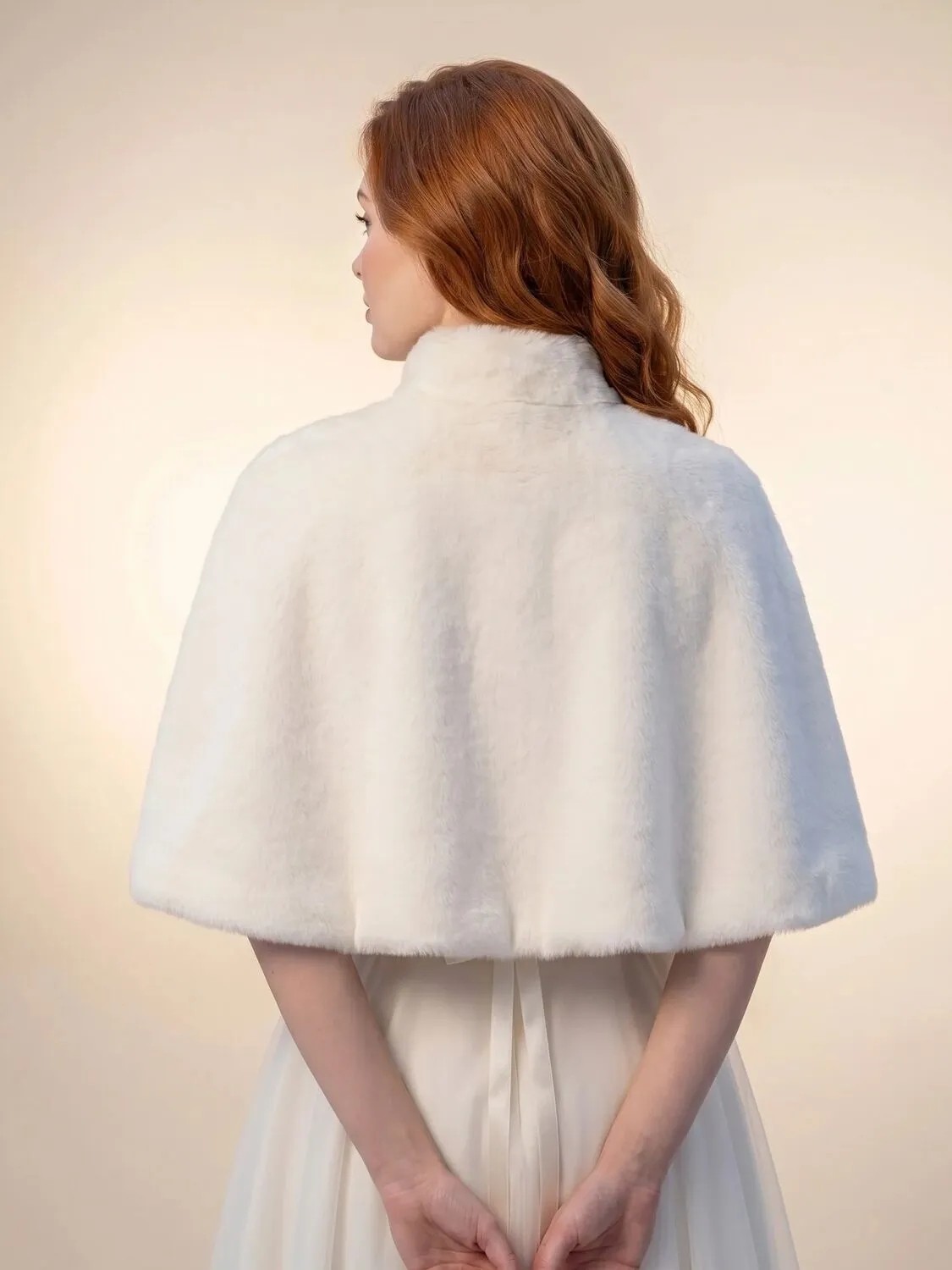 Elegance Scarf Uzun Fiyonklu Suni Kürk Etol Gelin Bolero Gelinlik Bolero Gelin Şalı Abiye Şal Kırık Beyaz görsel 7