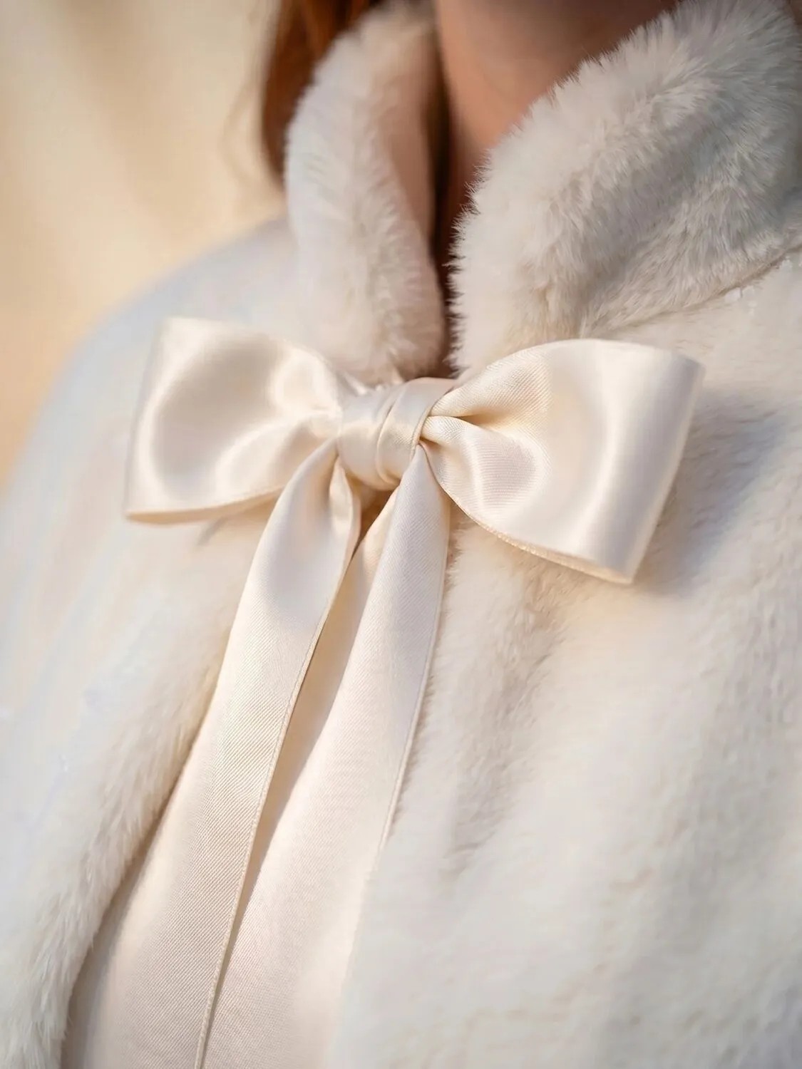 Elegance Scarf Uzun Fiyonklu Suni Kürk Etol Gelin Bolero Gelinlik Bolero Gelin Şalı Abiye Şal Kırık Beyaz görsel 8