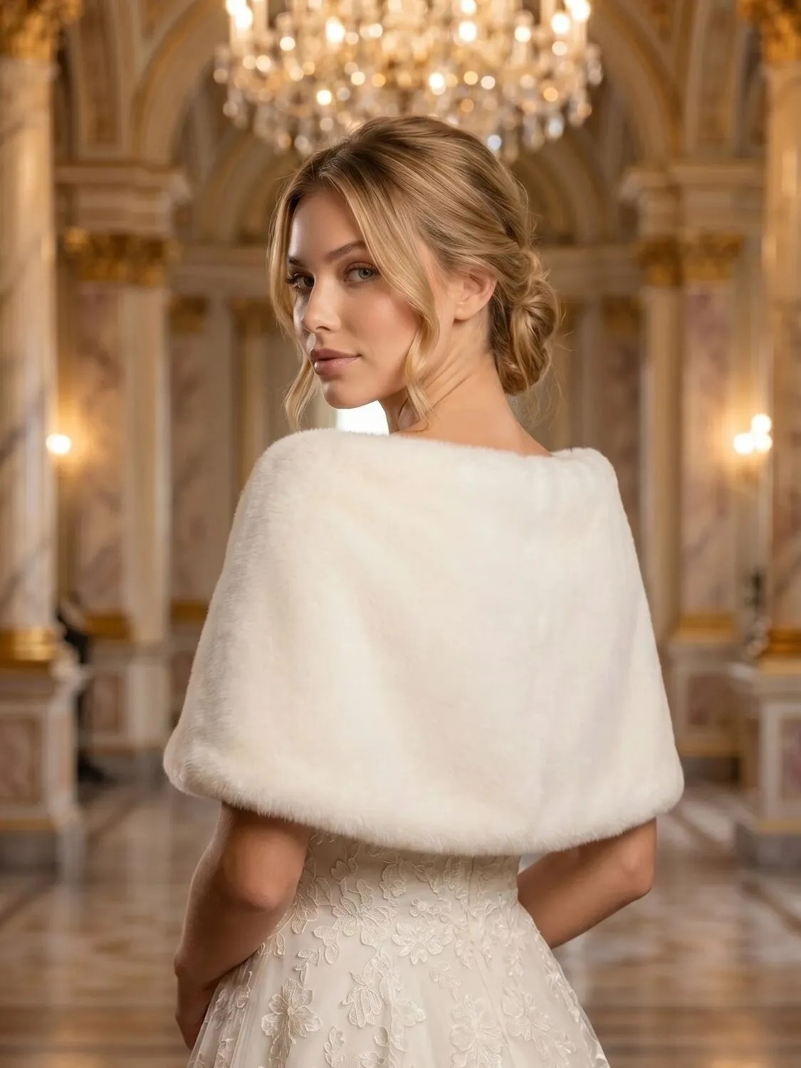 Elegance Scarf Kısa Suni Kürk Etol Gelin Bolero Suni Kürk Bolero Gelin Şalı Omuz Şalı Abiye Şal Siyah görsel 6
